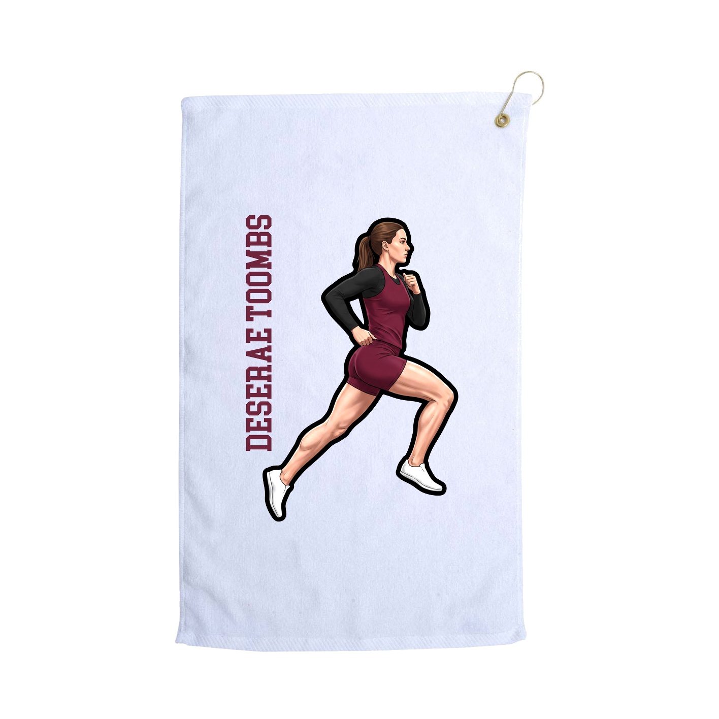 Golf Towel — Name Vertical in White