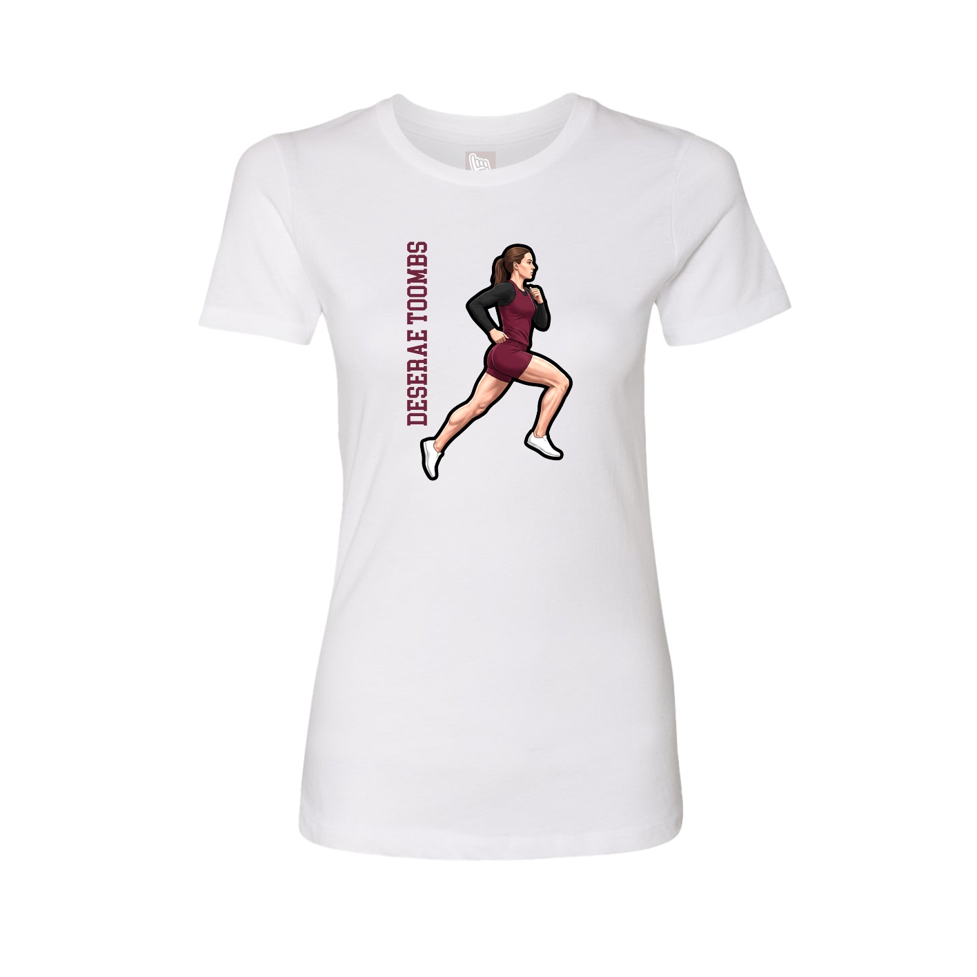 Womens Tee — Name Vertical in White