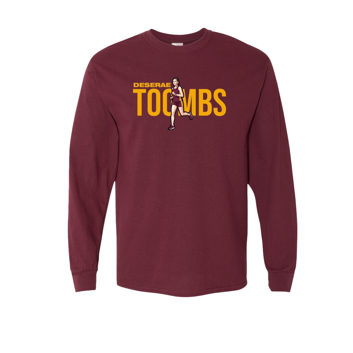 Long Sleeve Tee — Player Name in Maroon