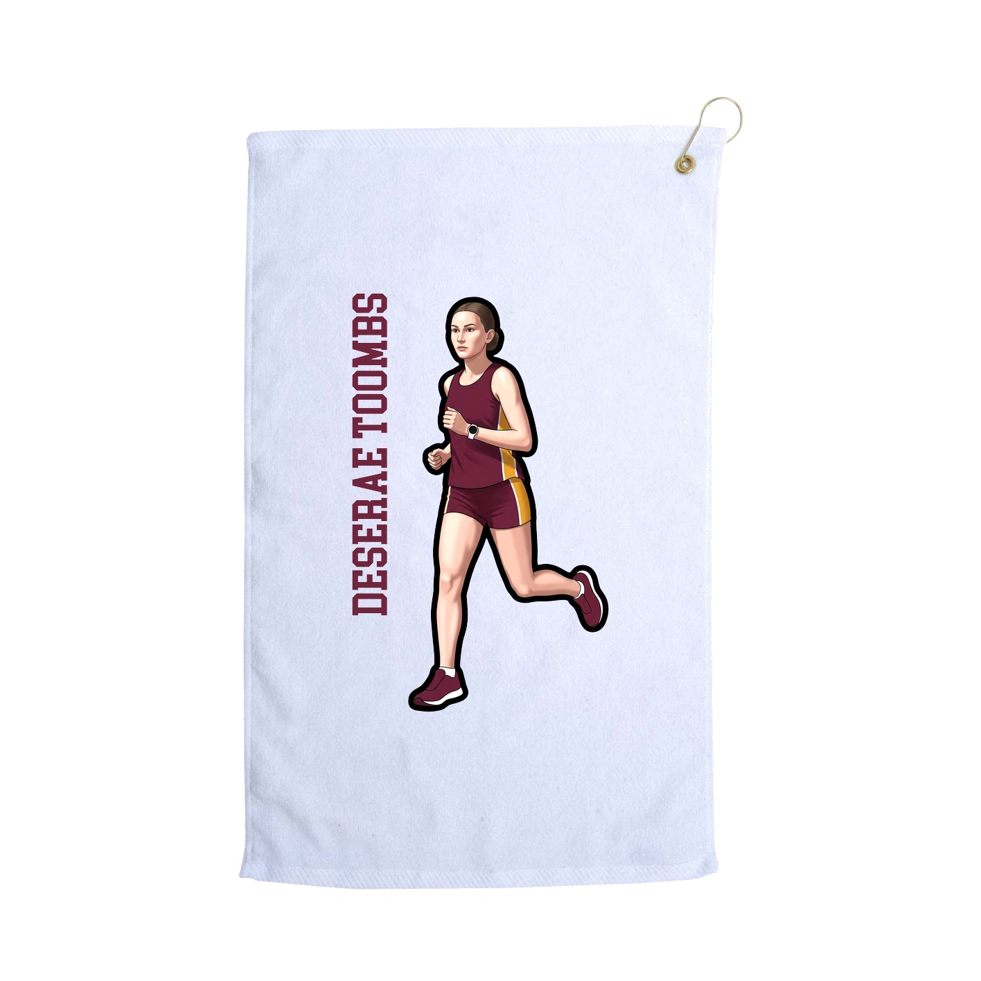 Golf Towel — Name Vertical in White