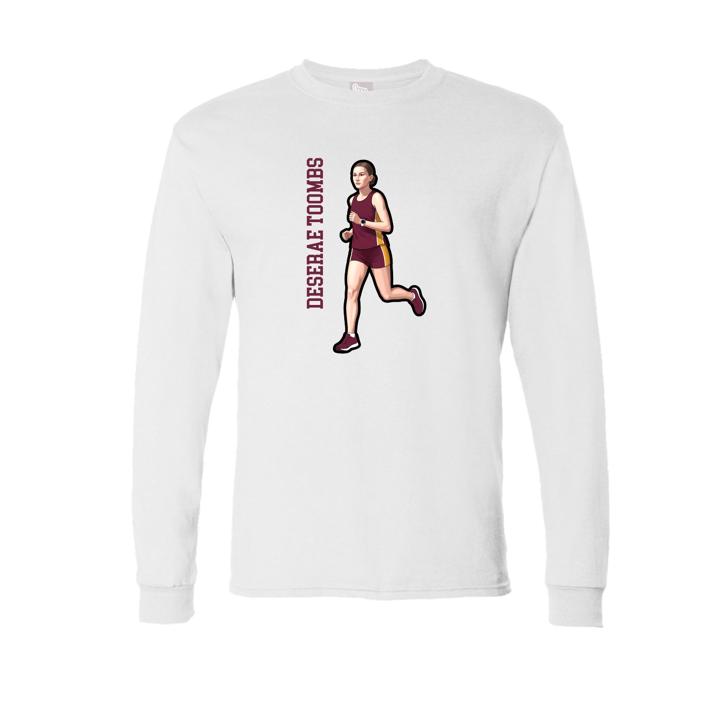 Long Sleeve Tee — Name Vertical in White