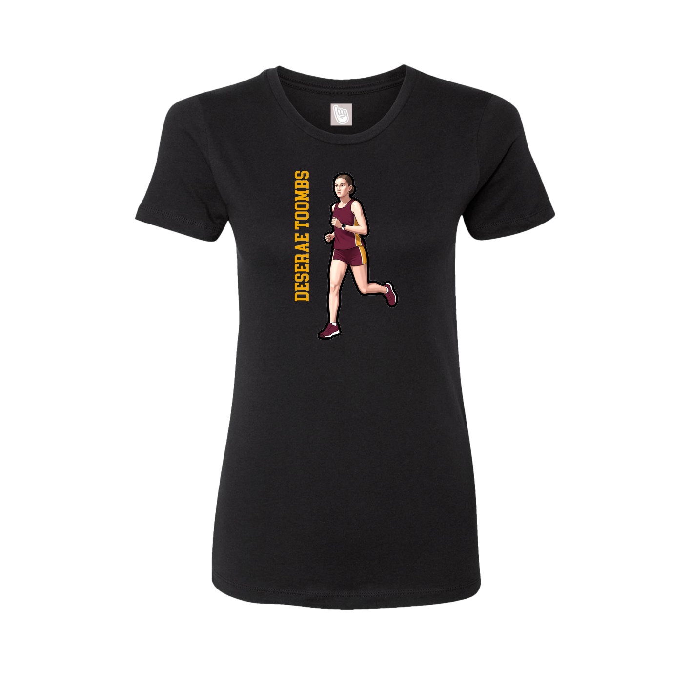Womens Tee — Name Vertical in Black