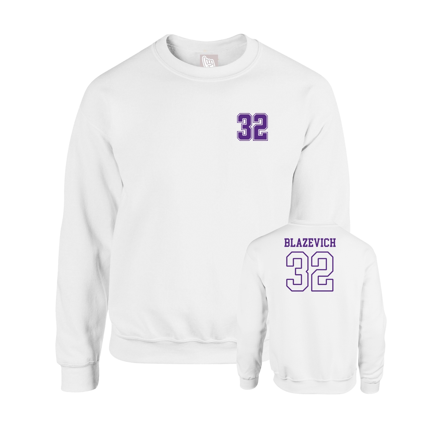 Fleece Crew — Chest Back in White
