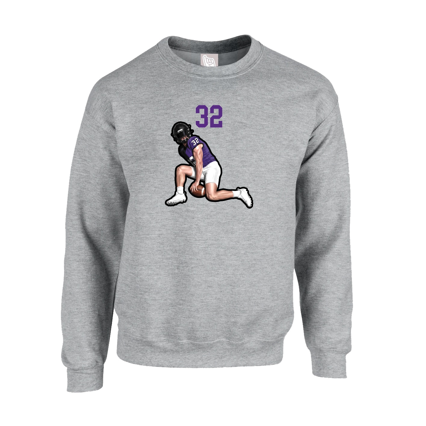 Fleece Crew — Number Top in Grey