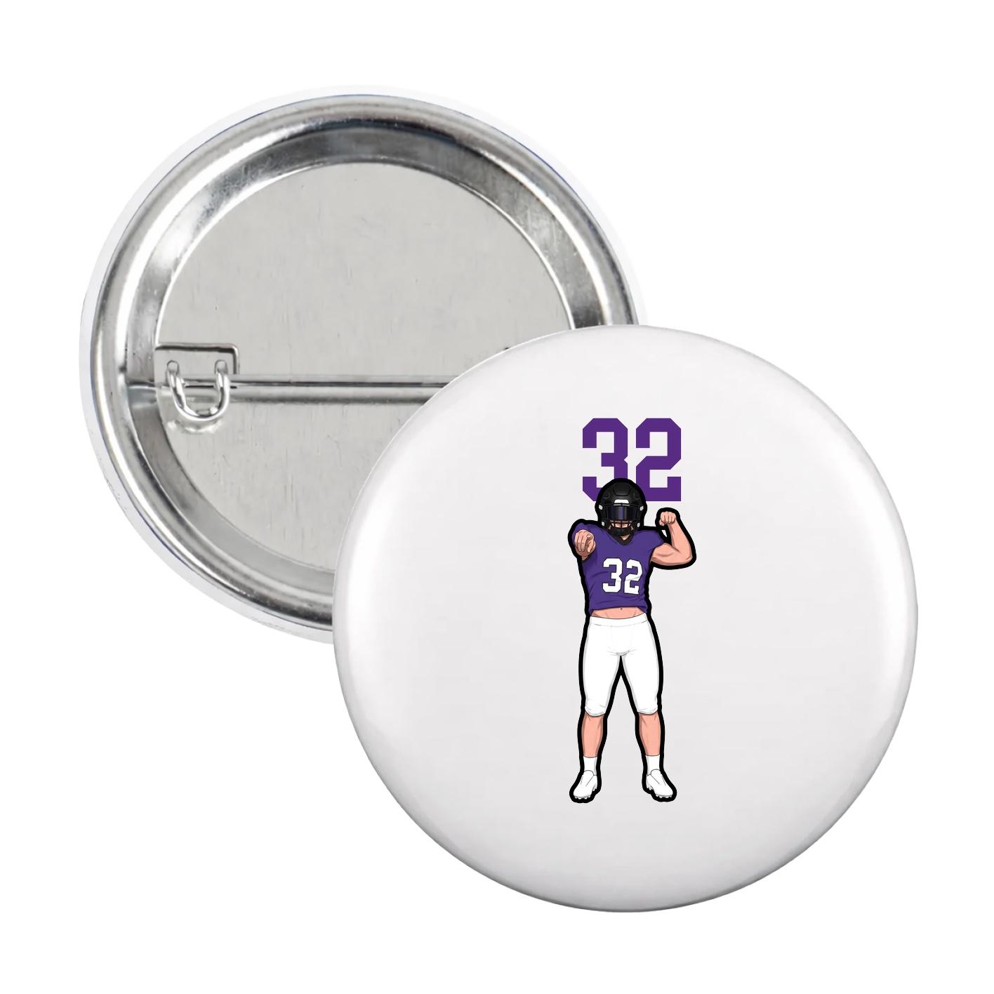 Game Day Button — Number Top in White