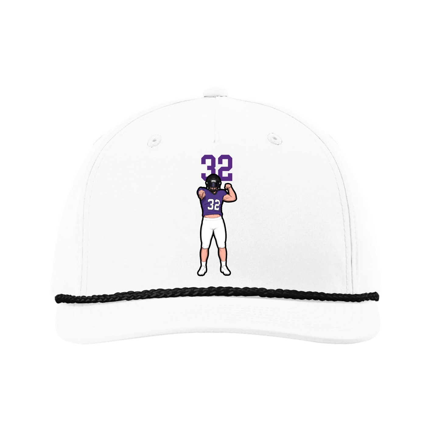 Five-Panel Classic Rope Cap — Number Top in White