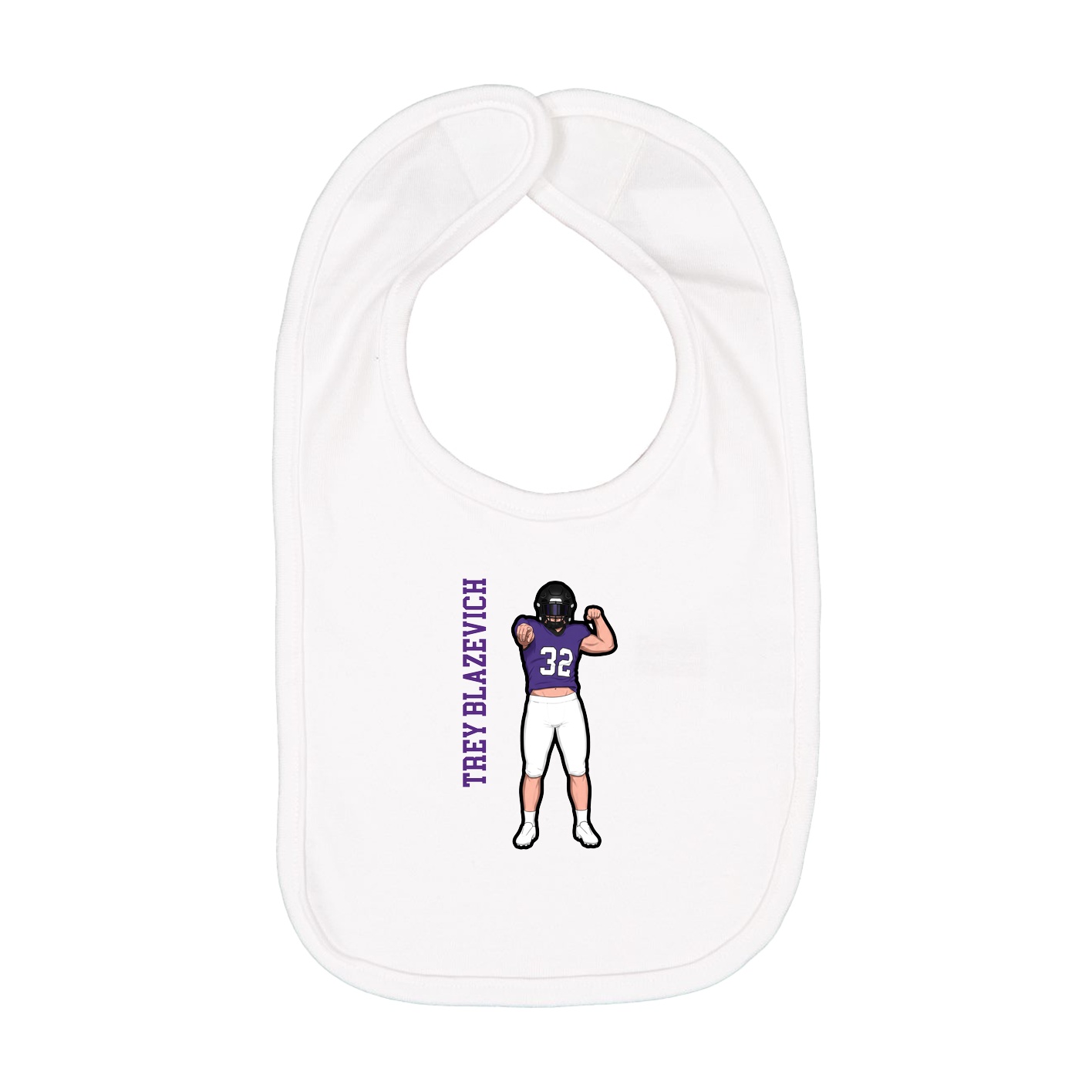Infant Bib — Name Vertical in White