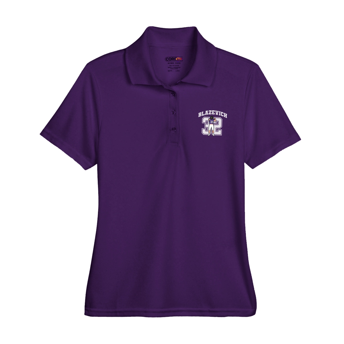 Womens Performance Polo — Number in Purple
