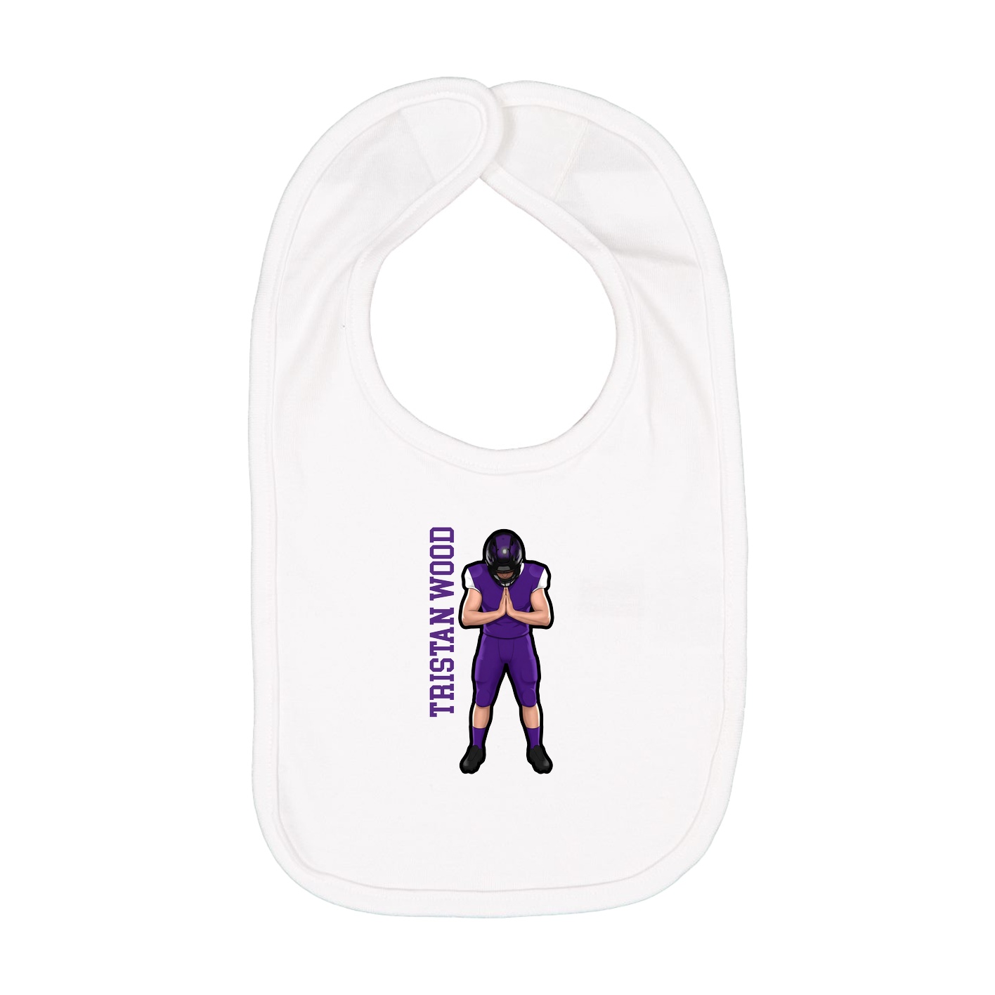 Infant Bib — Name Vertical in White