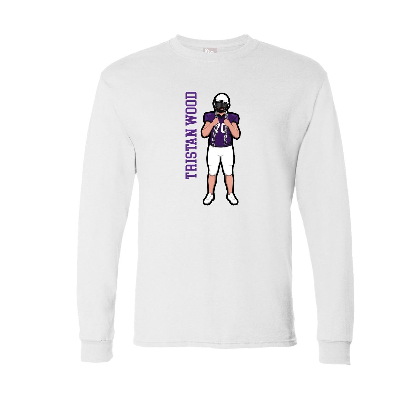 Long Sleeve Tee — Name Vertical in White