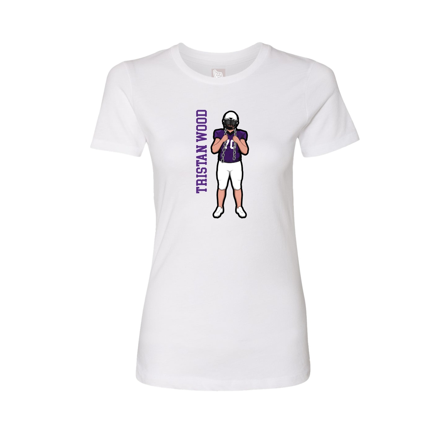 Fitted Women's Tee — Name Vertical in White
