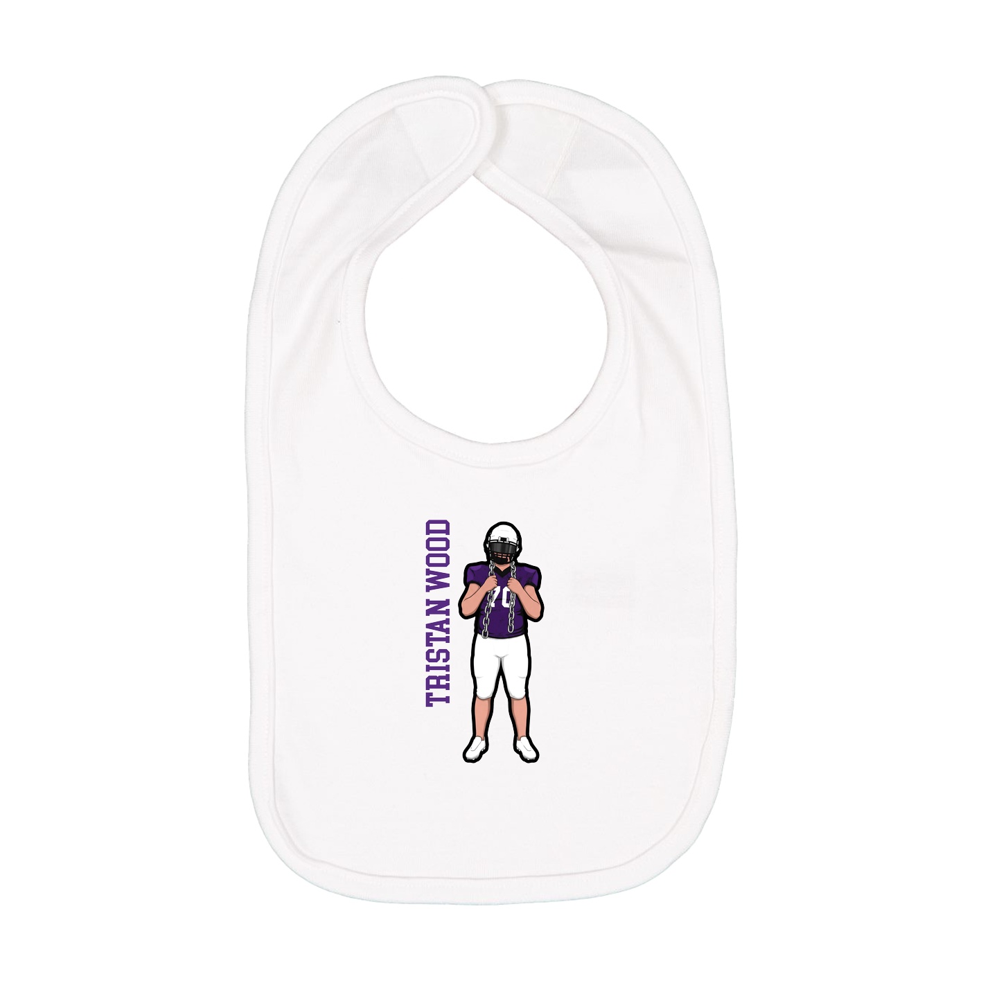 Infant Bib — Name Vertical in White