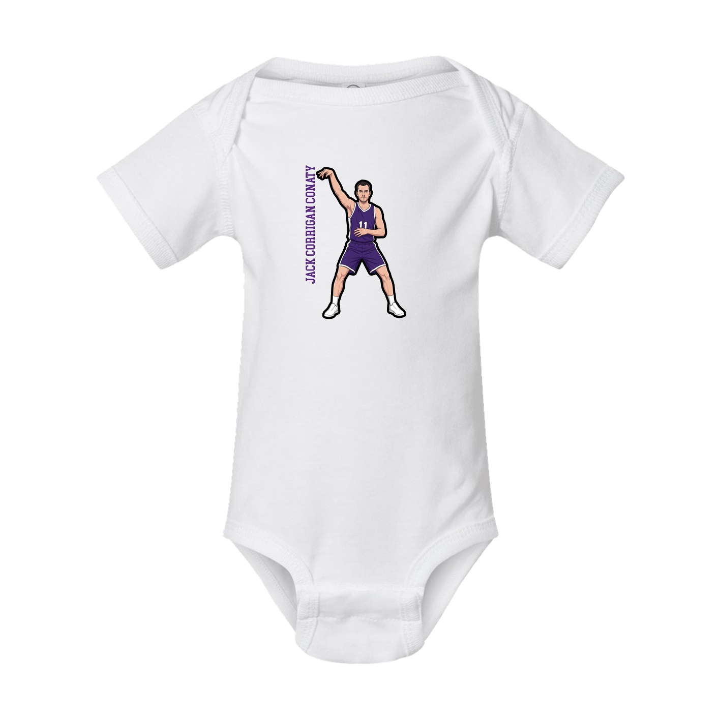 Baby Onesie — Name Vertical in White