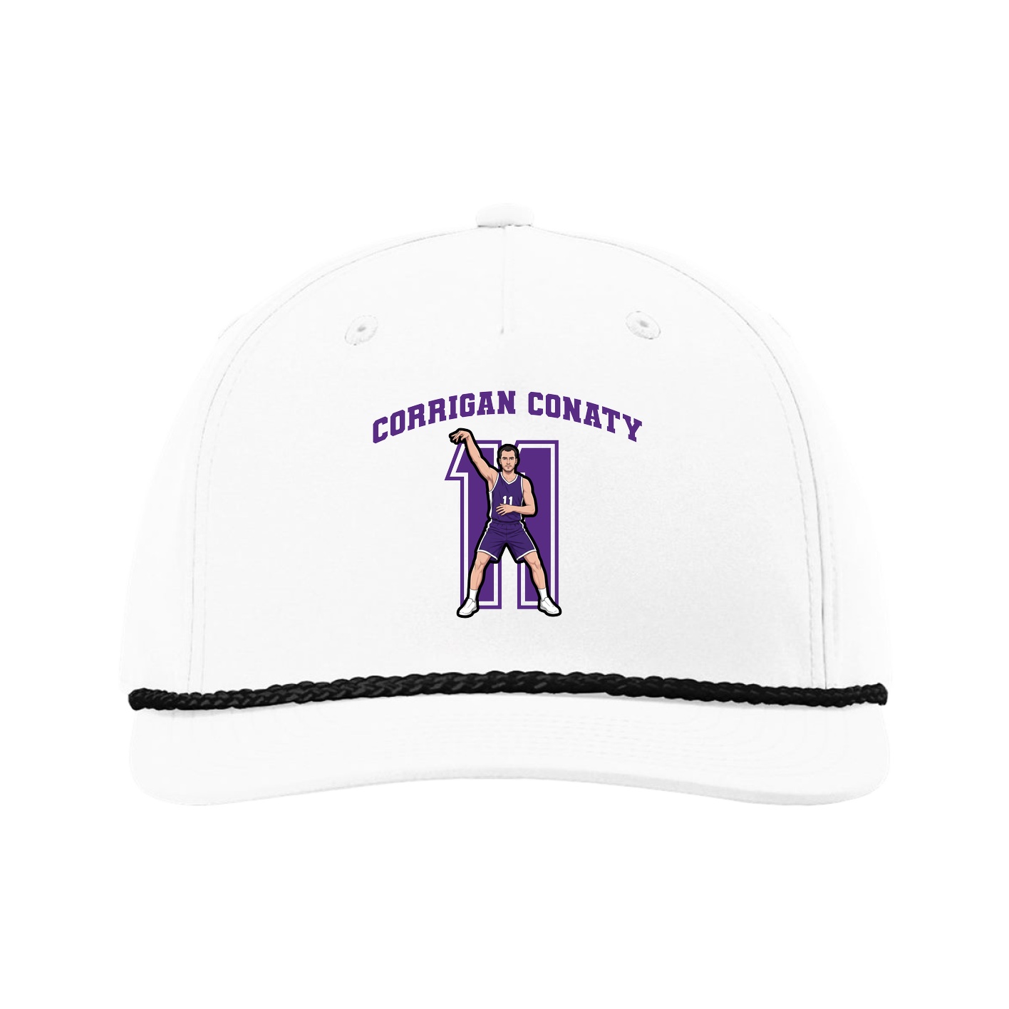 Five-Panel Classic Rope Cap — Number in White
