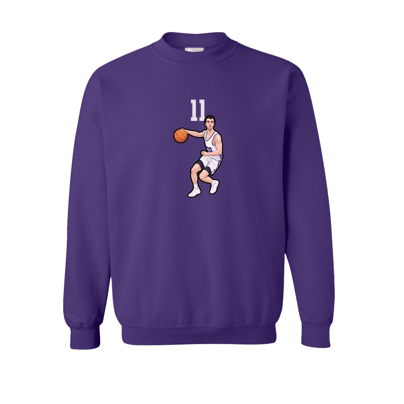 Fleece Crew — Number Top in Purple
