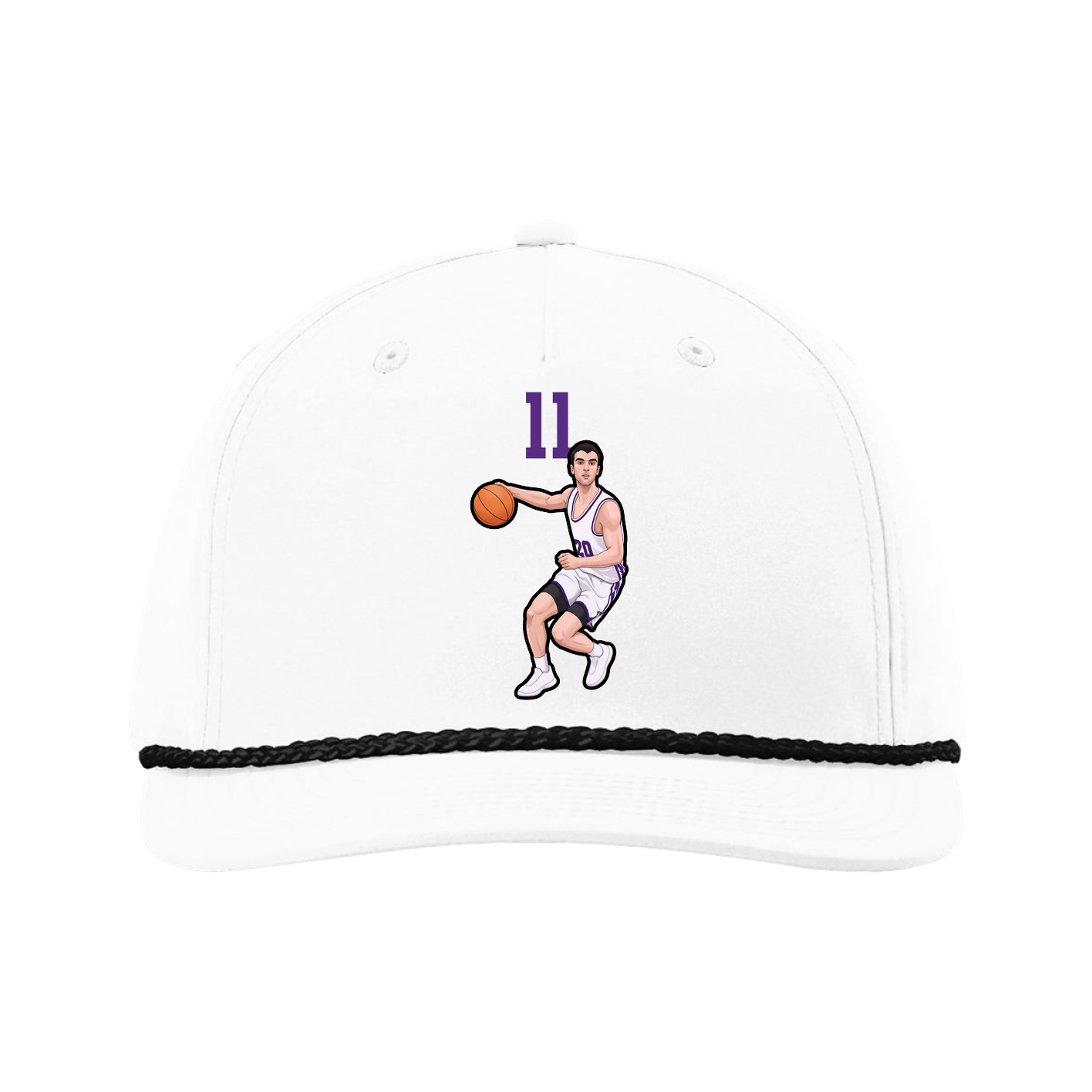 Five-Panel Classic Rope Cap — Number Top in White