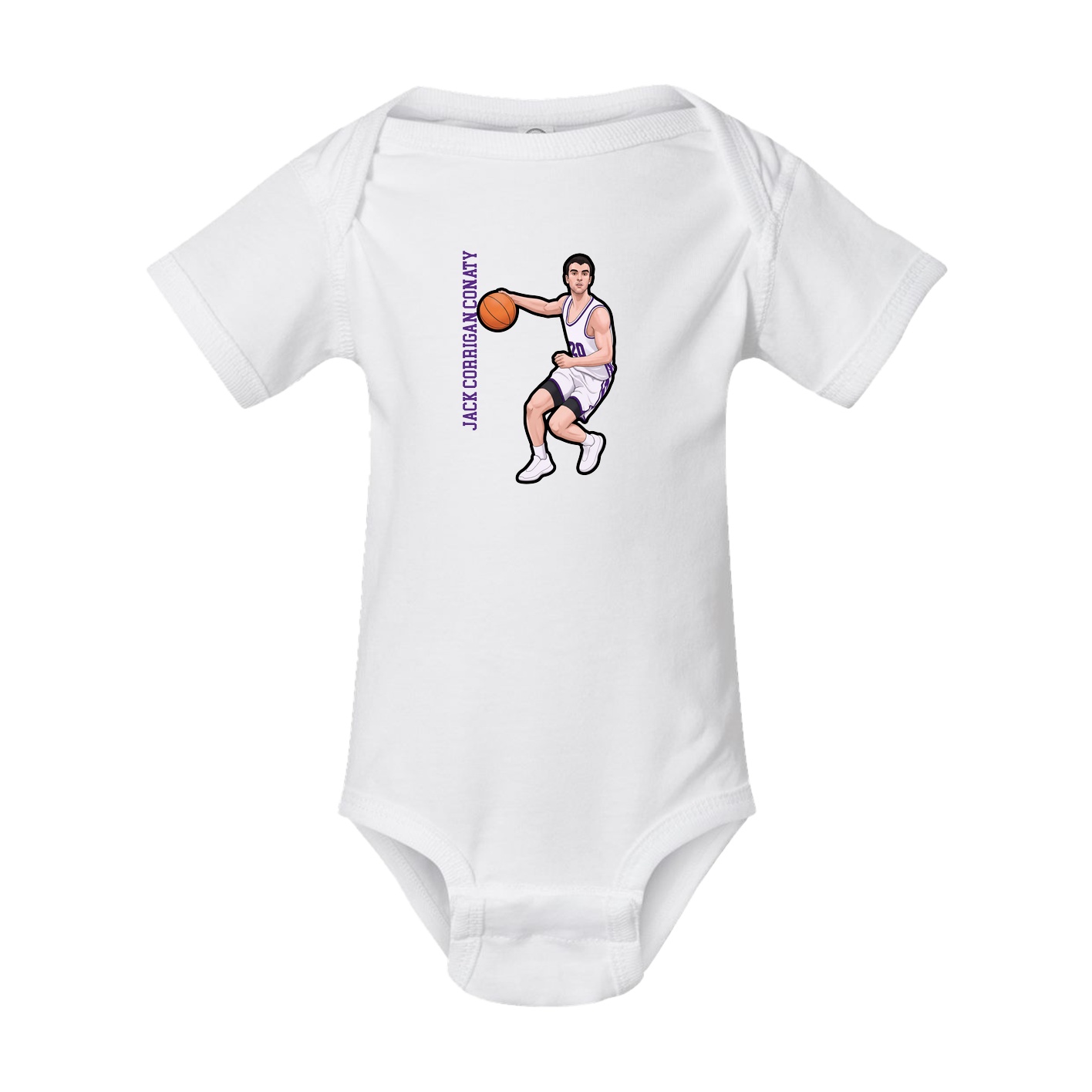 Baby Onesie — Name Vertical in White