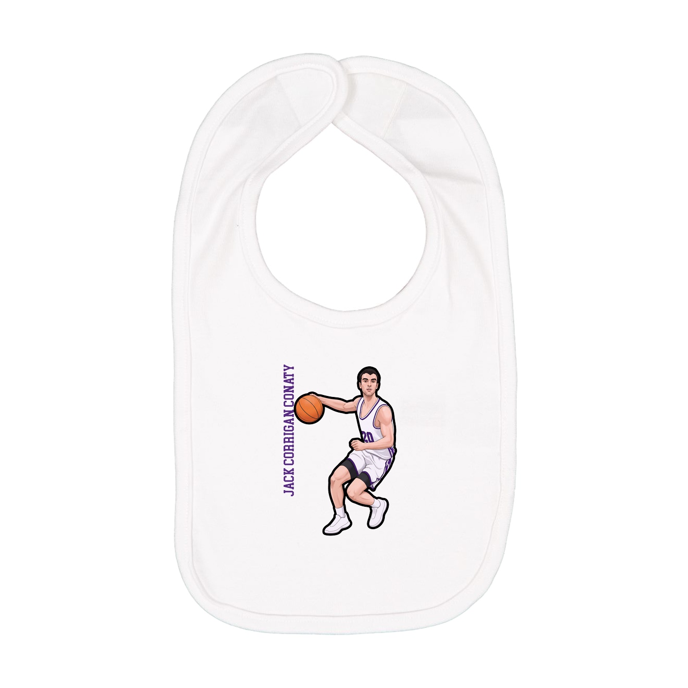 Infant Bib — Name Vertical in White