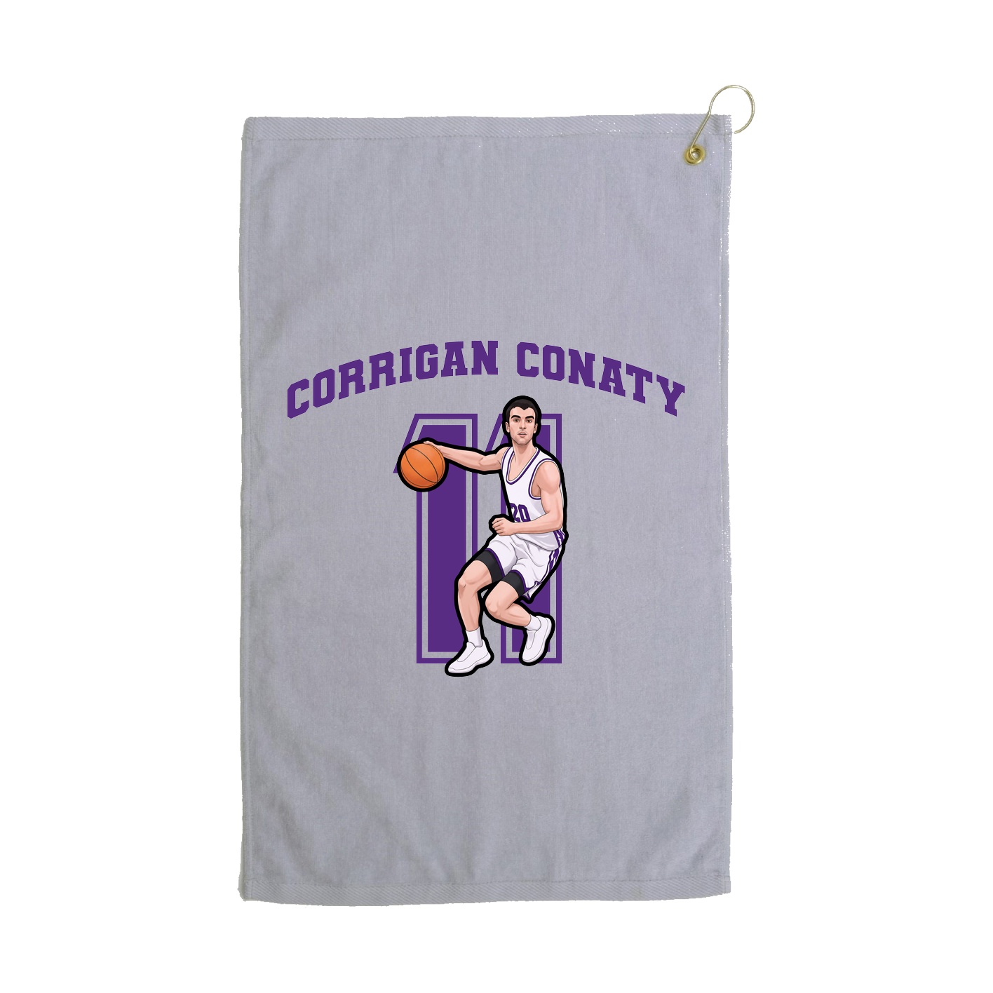 Golf Towel — Number in Grey