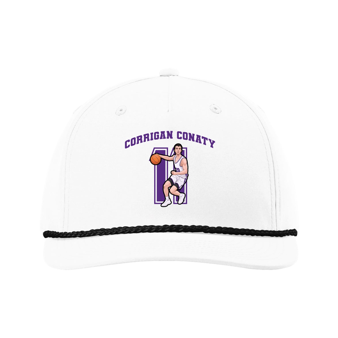 Five-Panel Classic Rope Cap — Number in White