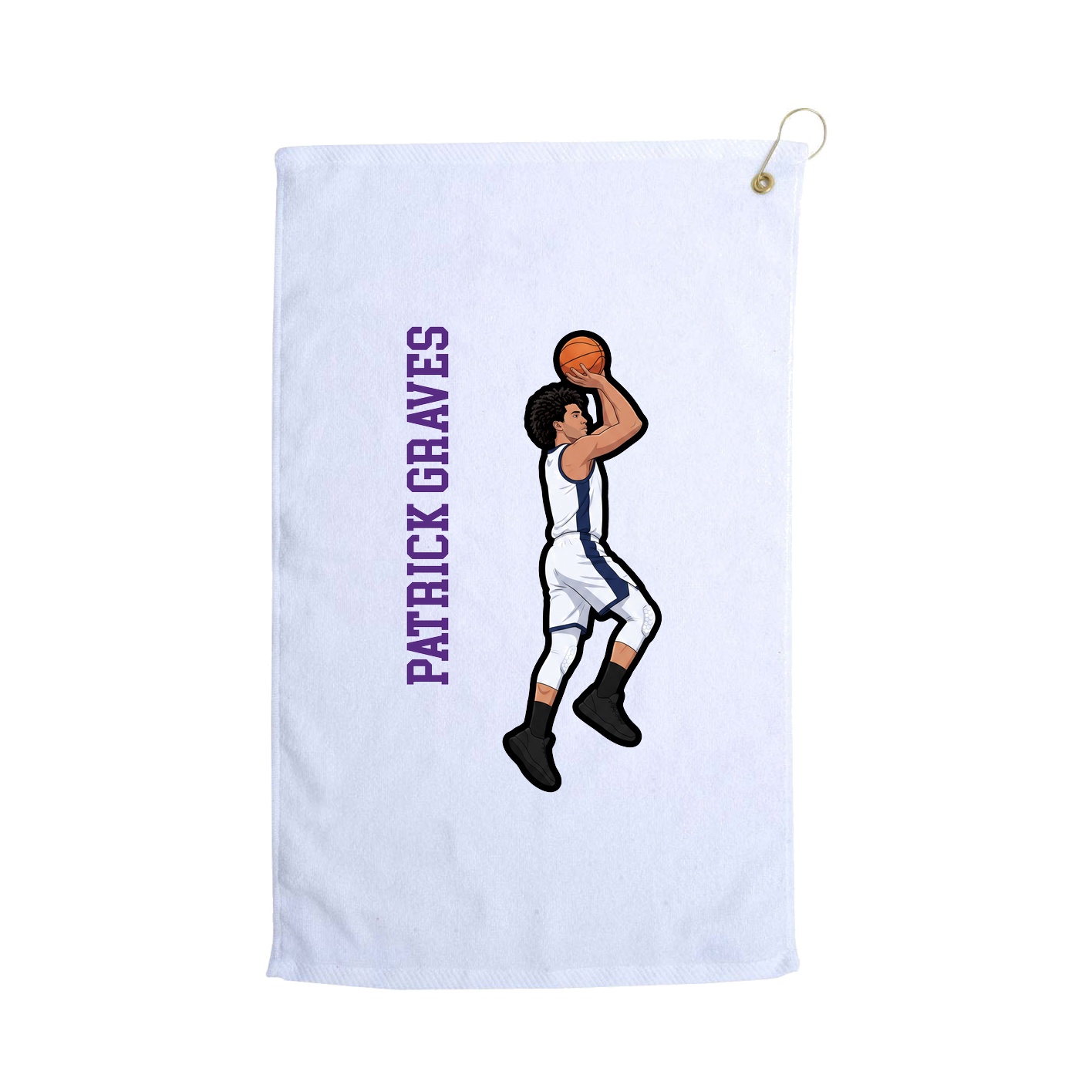 Golf Towel — Name Vertical in White