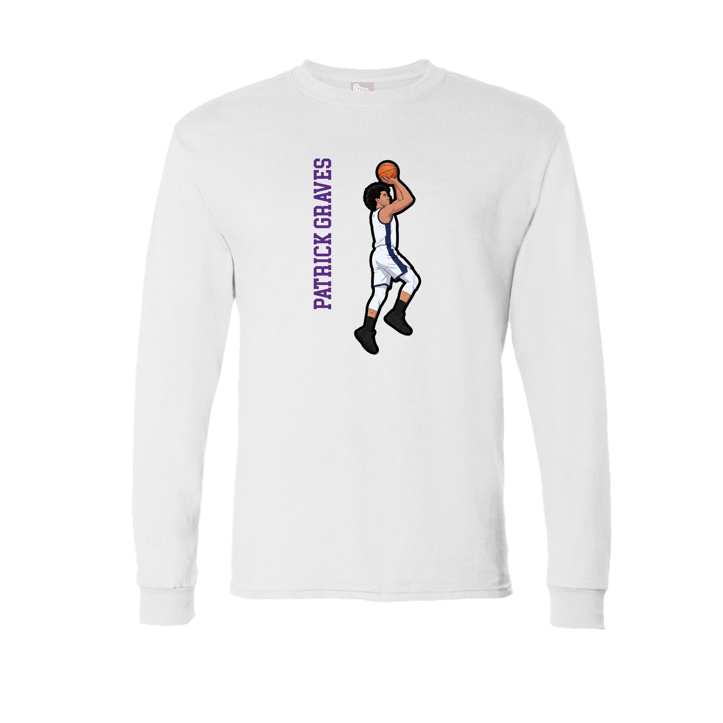 Long Sleeve Tee — Name Vertical in White