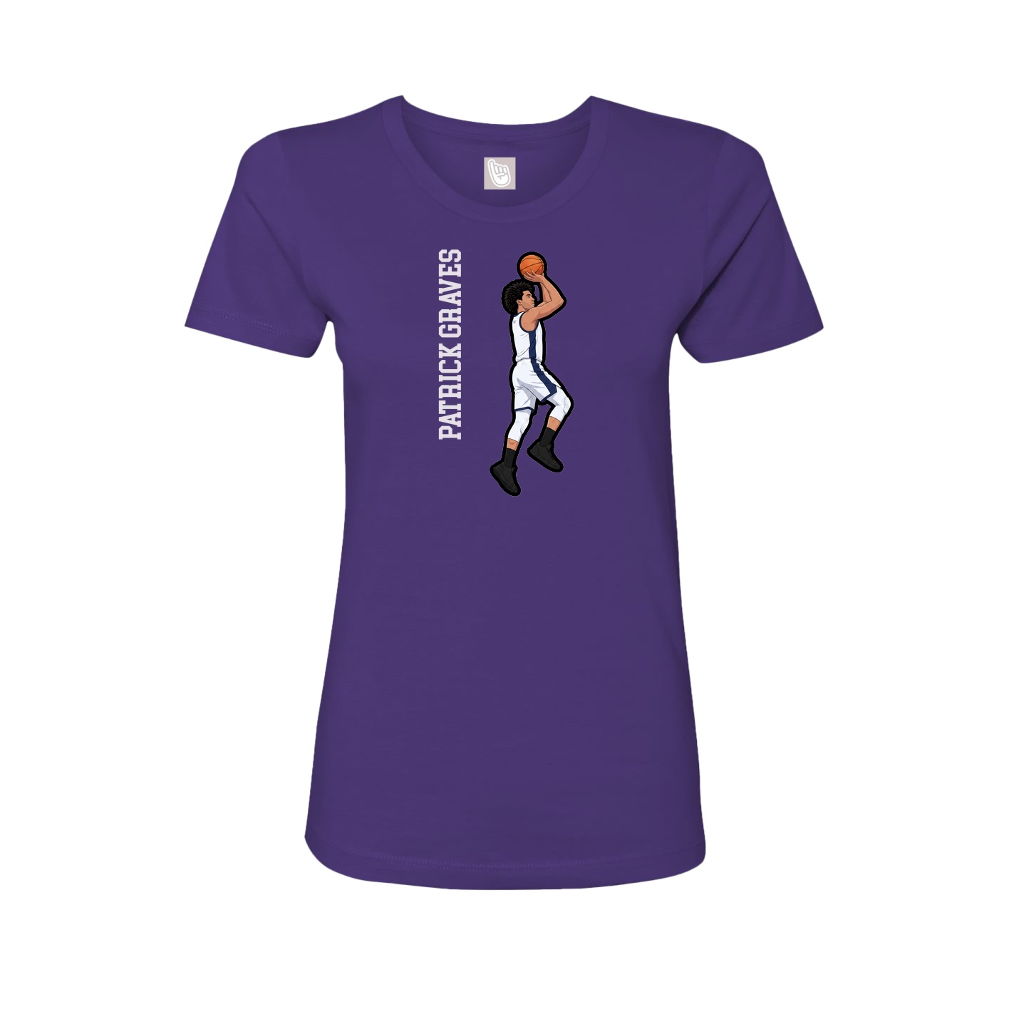 Fitted Women's Tee — Name Vertical in Purple