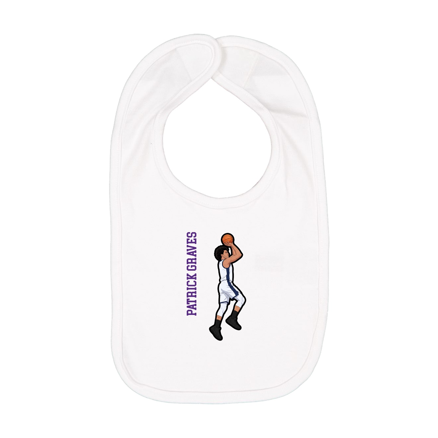 Infant Bib — Name Vertical in White