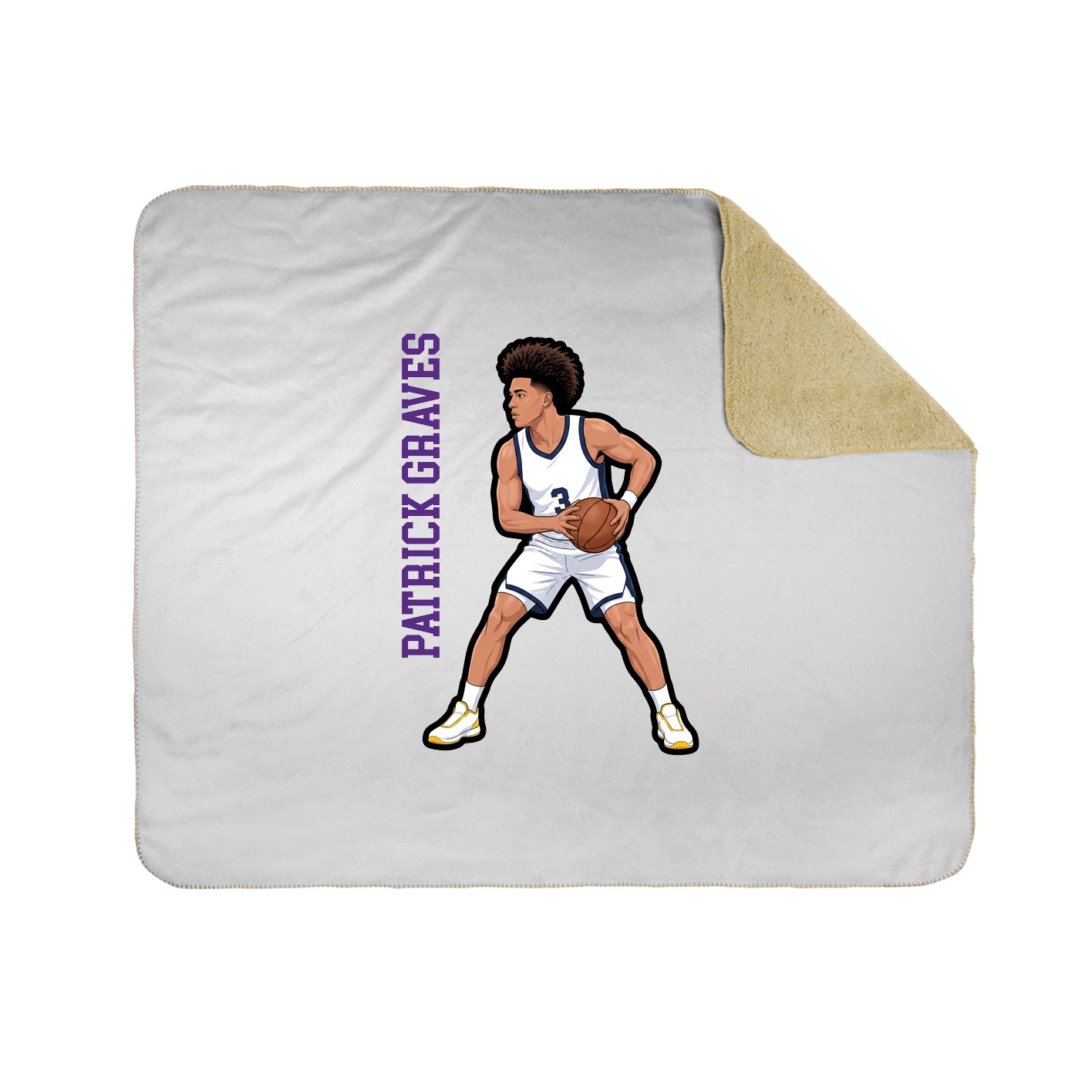 Throw Blanket — Name Vertical in White