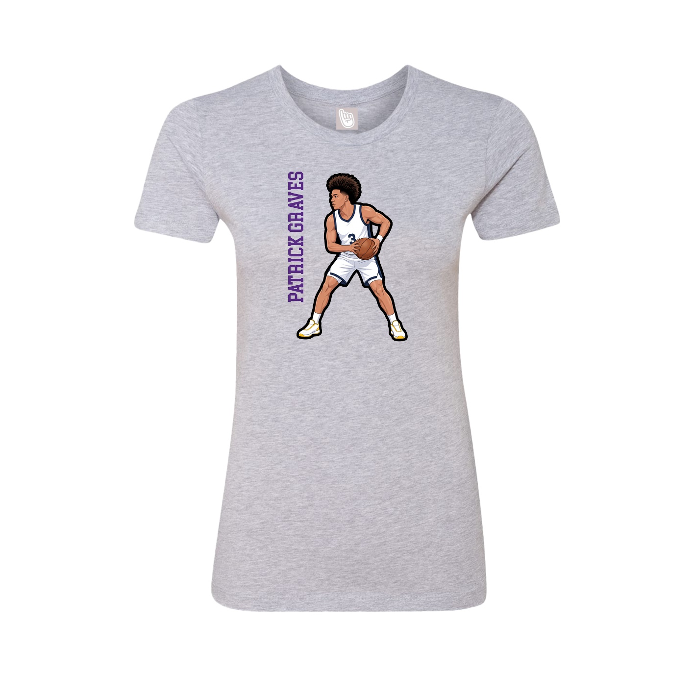 Fitted Women's Tee — Name Vertical in Grey