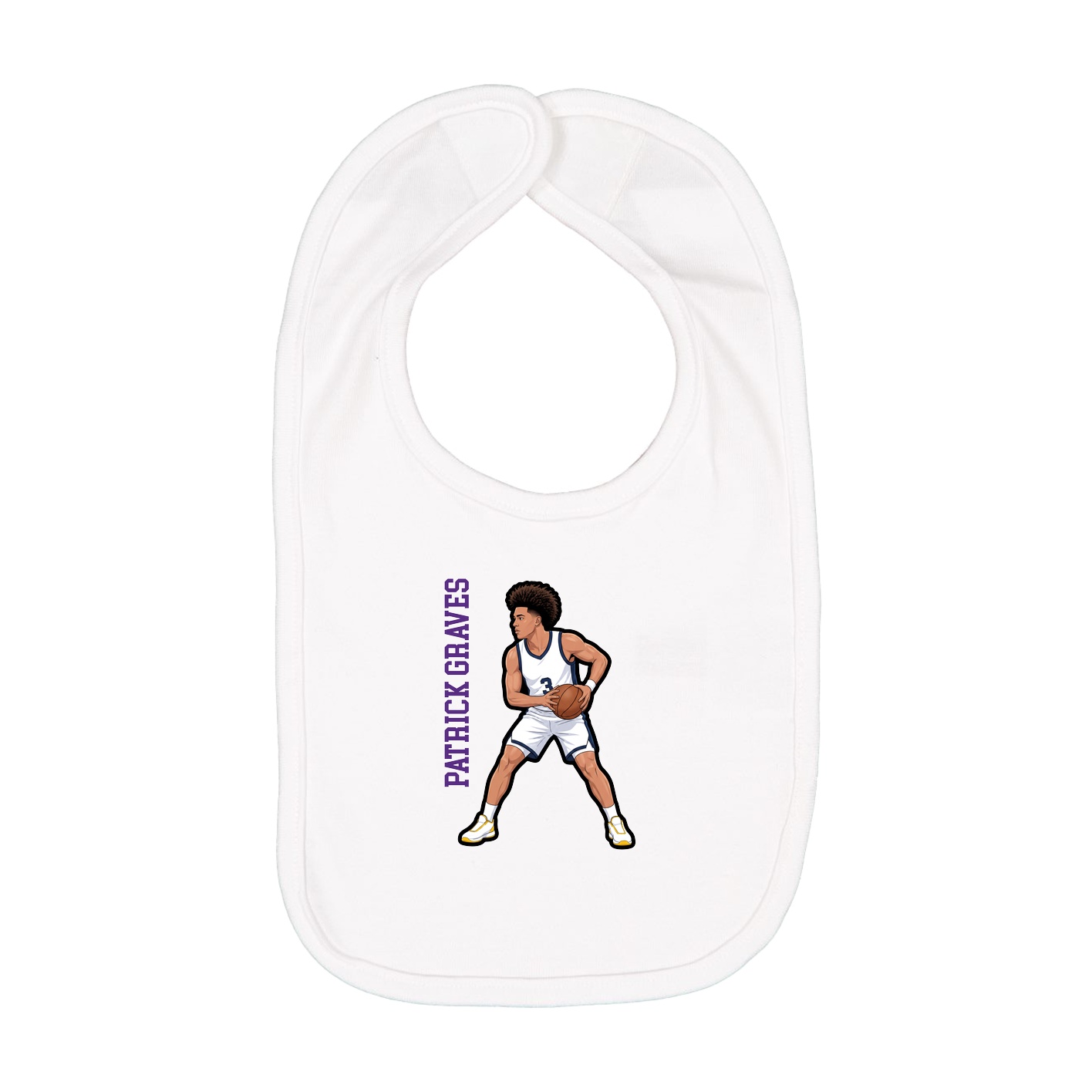 Infant Bib — Name Vertical in White