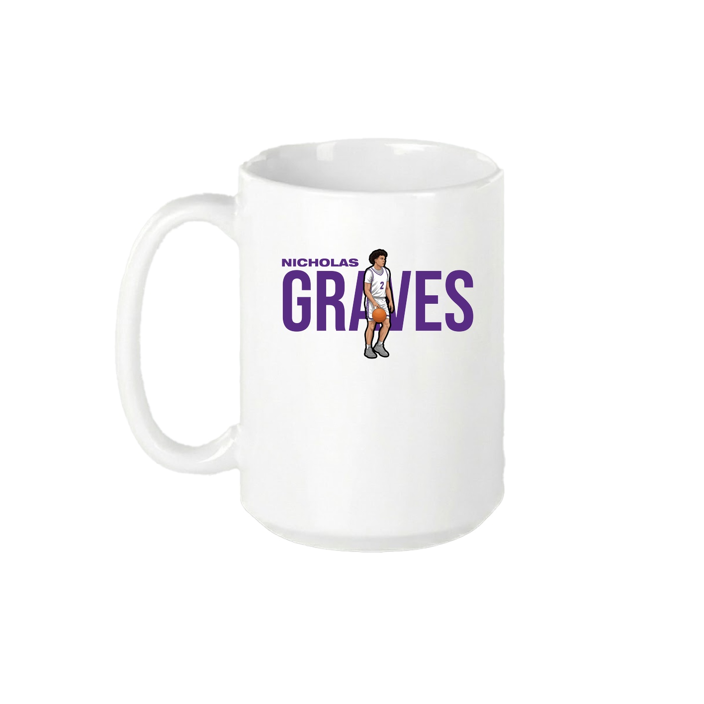 15oz Coffee Mug — Player Name in White
