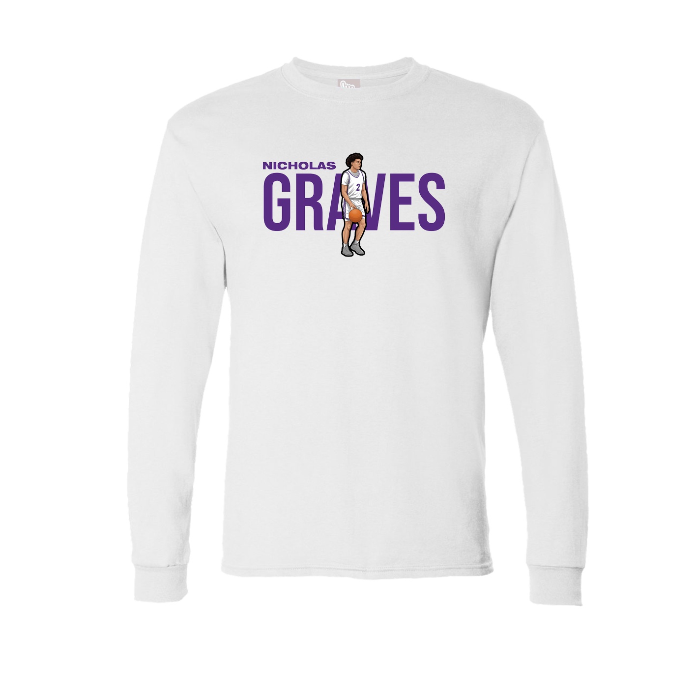 Long Sleeve Tee — Player Name in White