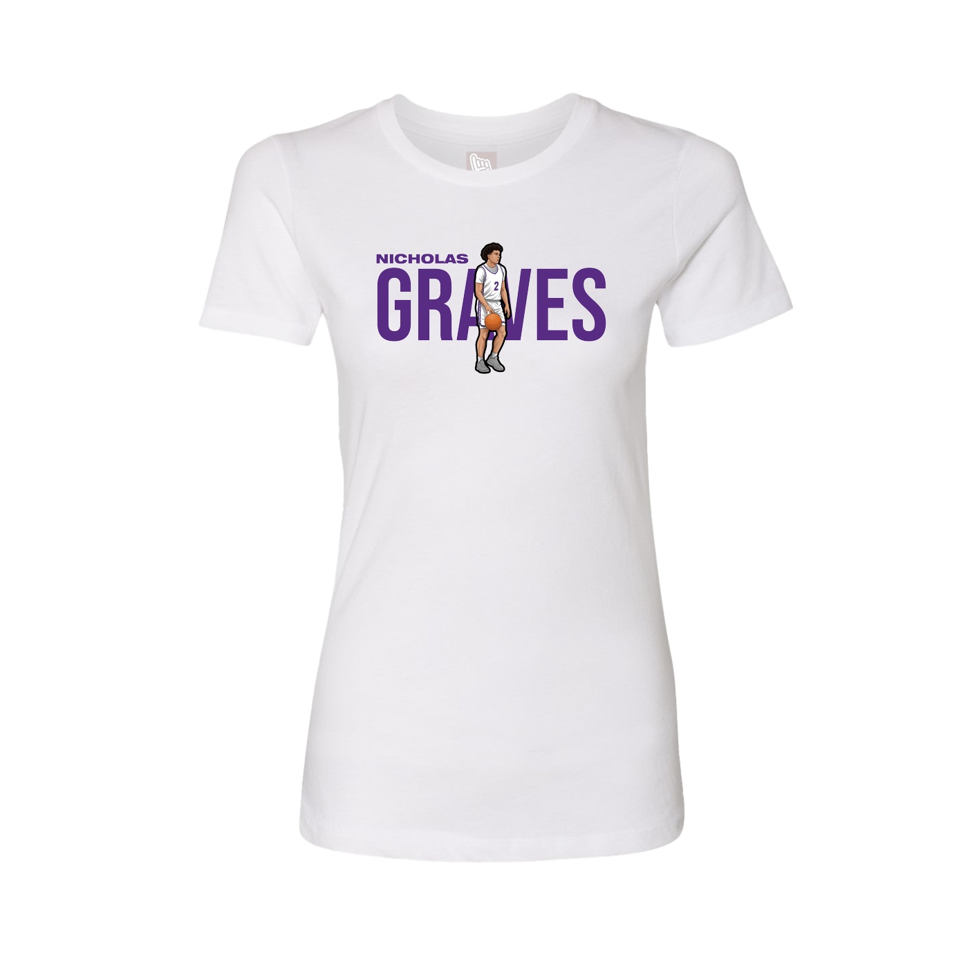 Fitted Women's Tee — Player Name in White