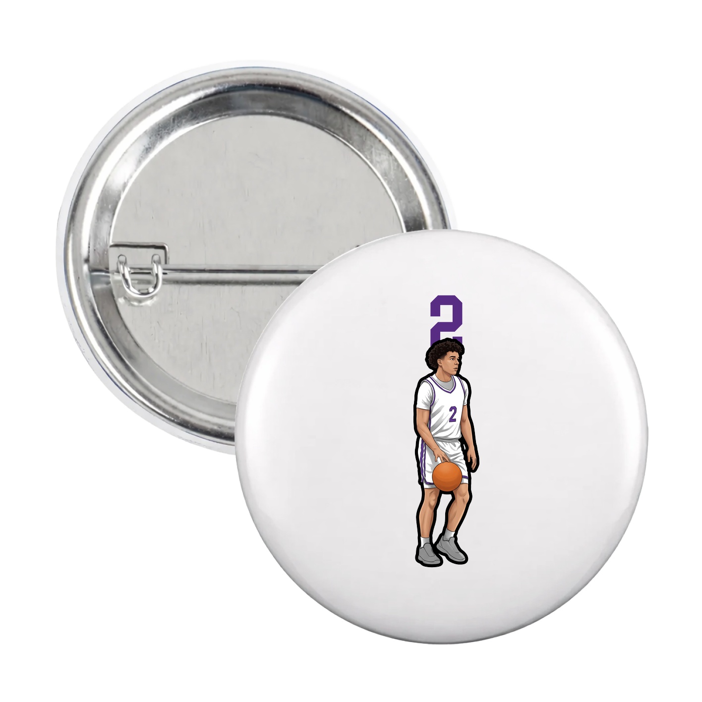 Game Day Button — Number Top in White