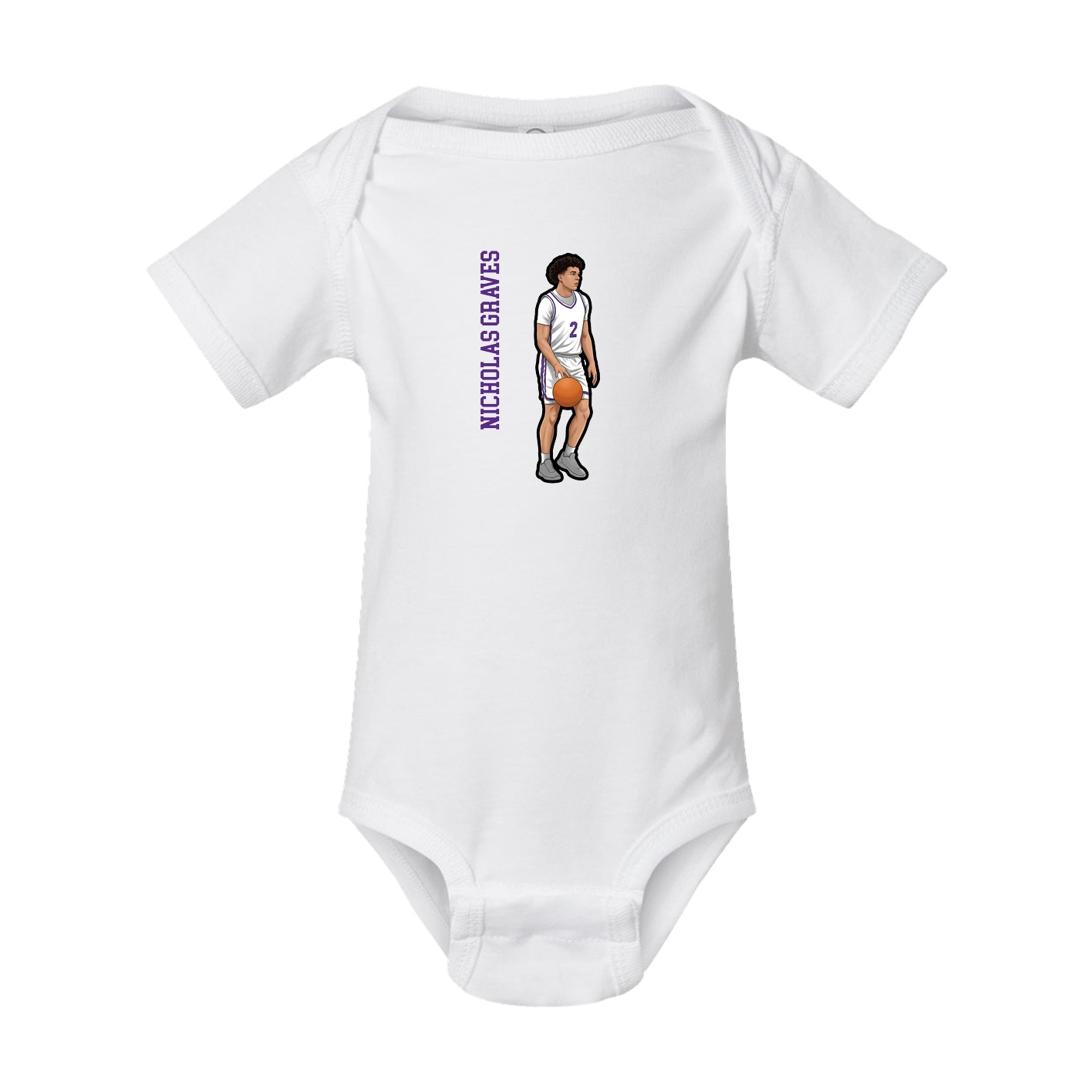 Baby Onesie — Name Vertical in White