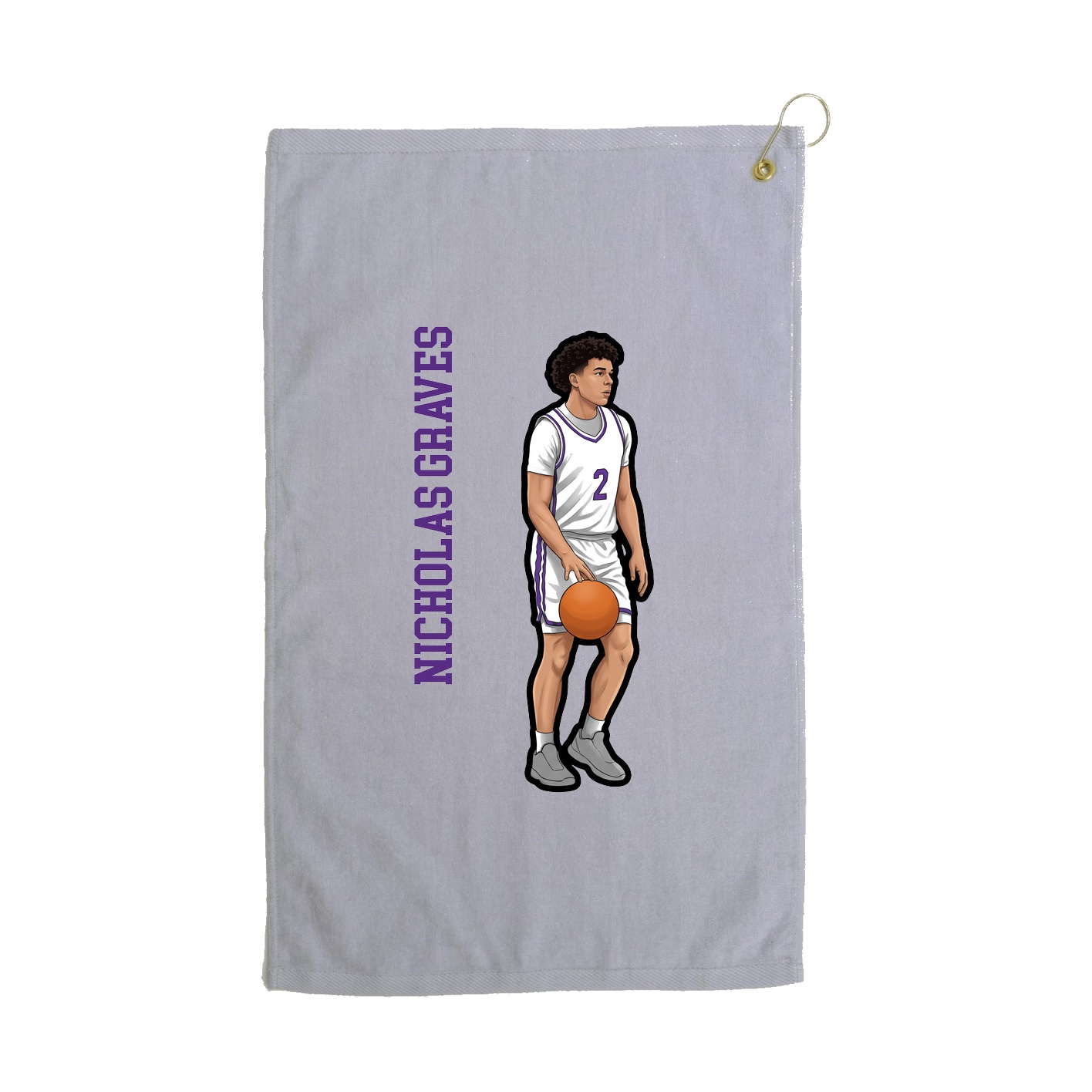 Golf Towel — Name Vertical in Grey