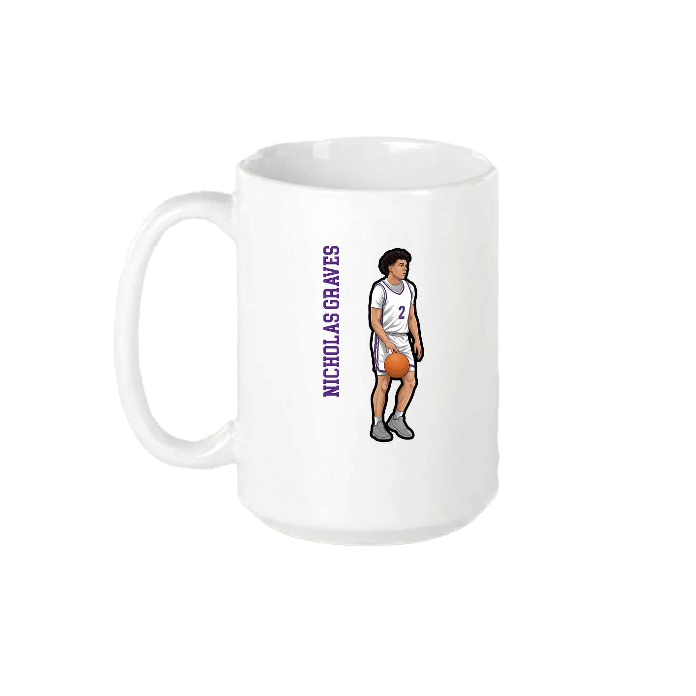 15oz Coffee Mug — Name Vertical in White