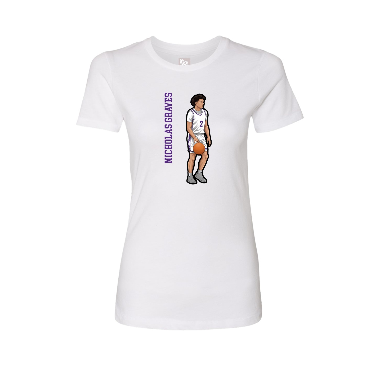 Fitted Women's Tee — Name Vertical in White
