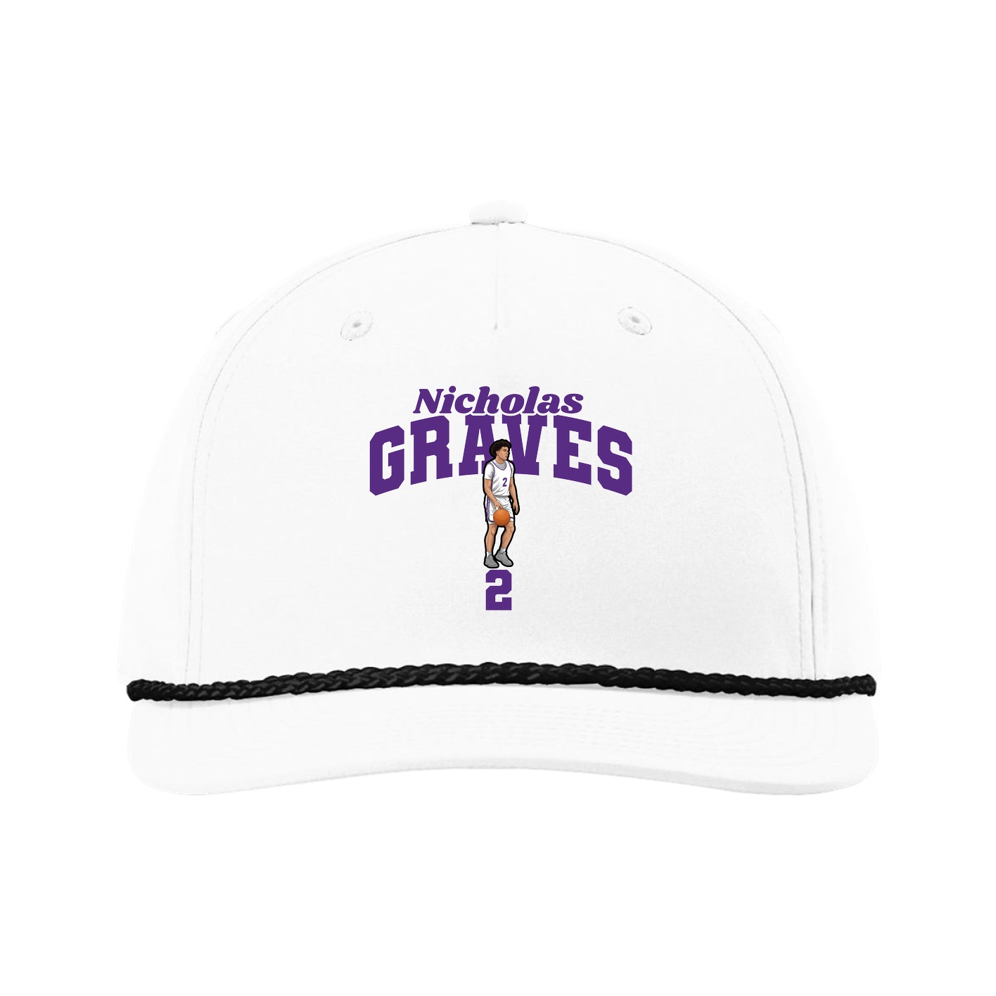 Five-Panel Classic Rope Cap — Signature Arch in White