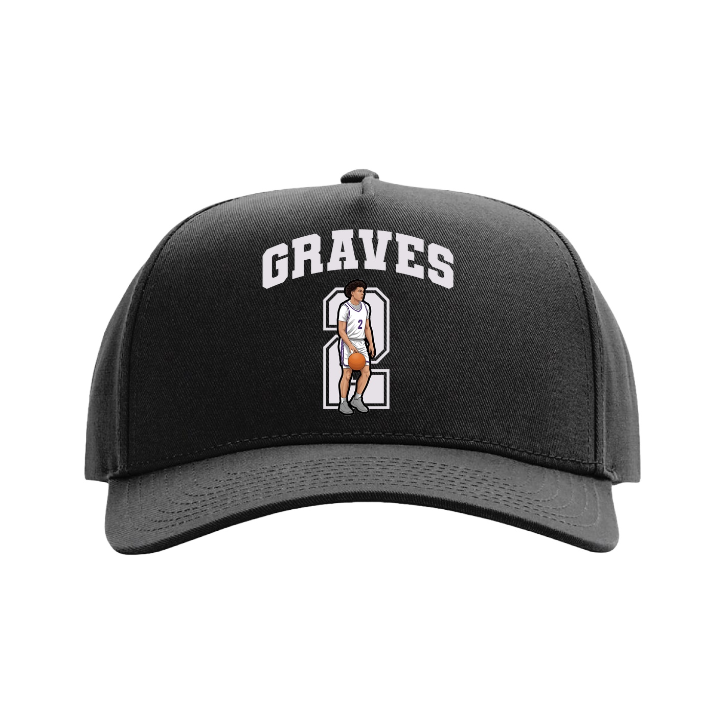 Full Fabric Five-Panel Champ Cap — Number in Black