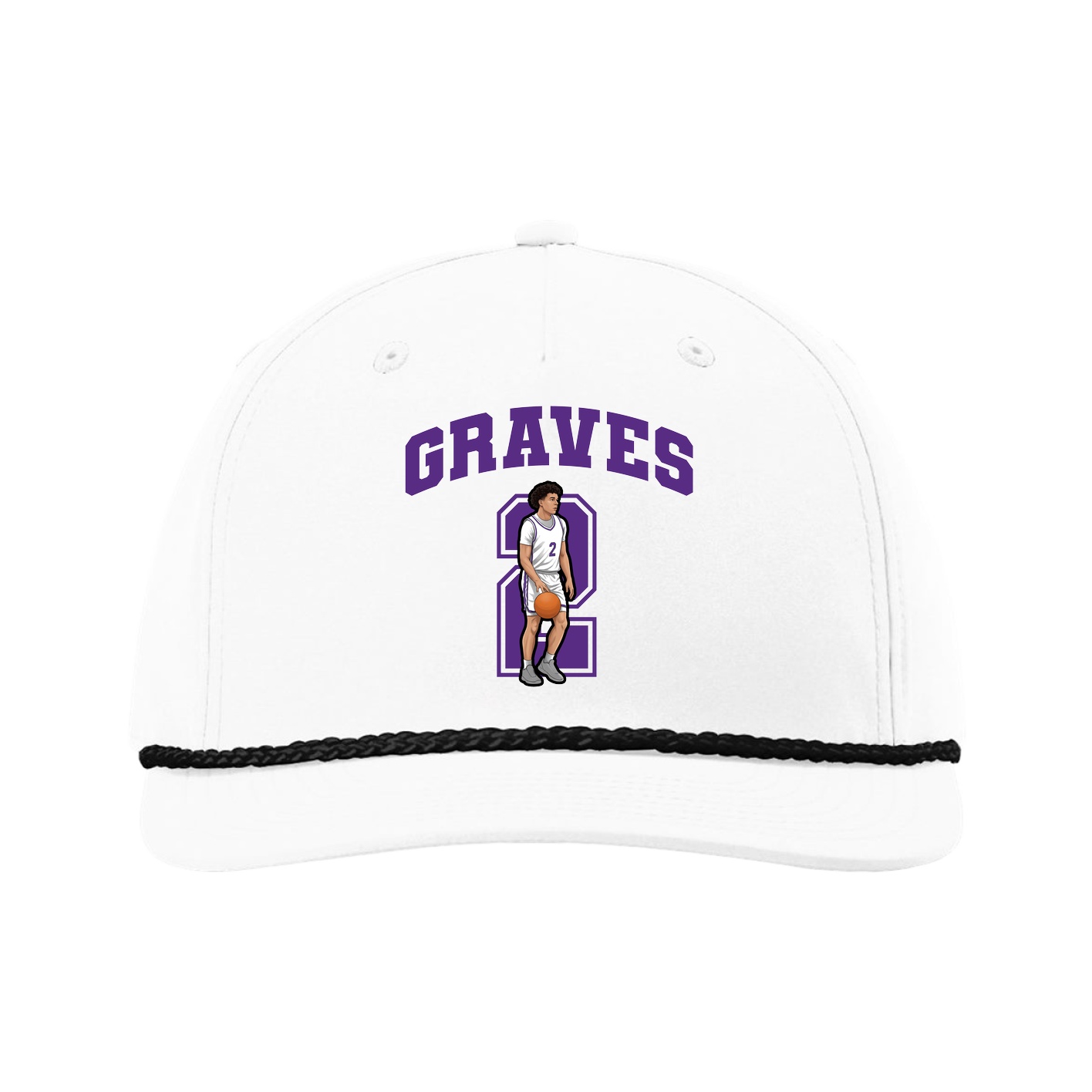 Five-Panel Classic Rope Cap — Number in White