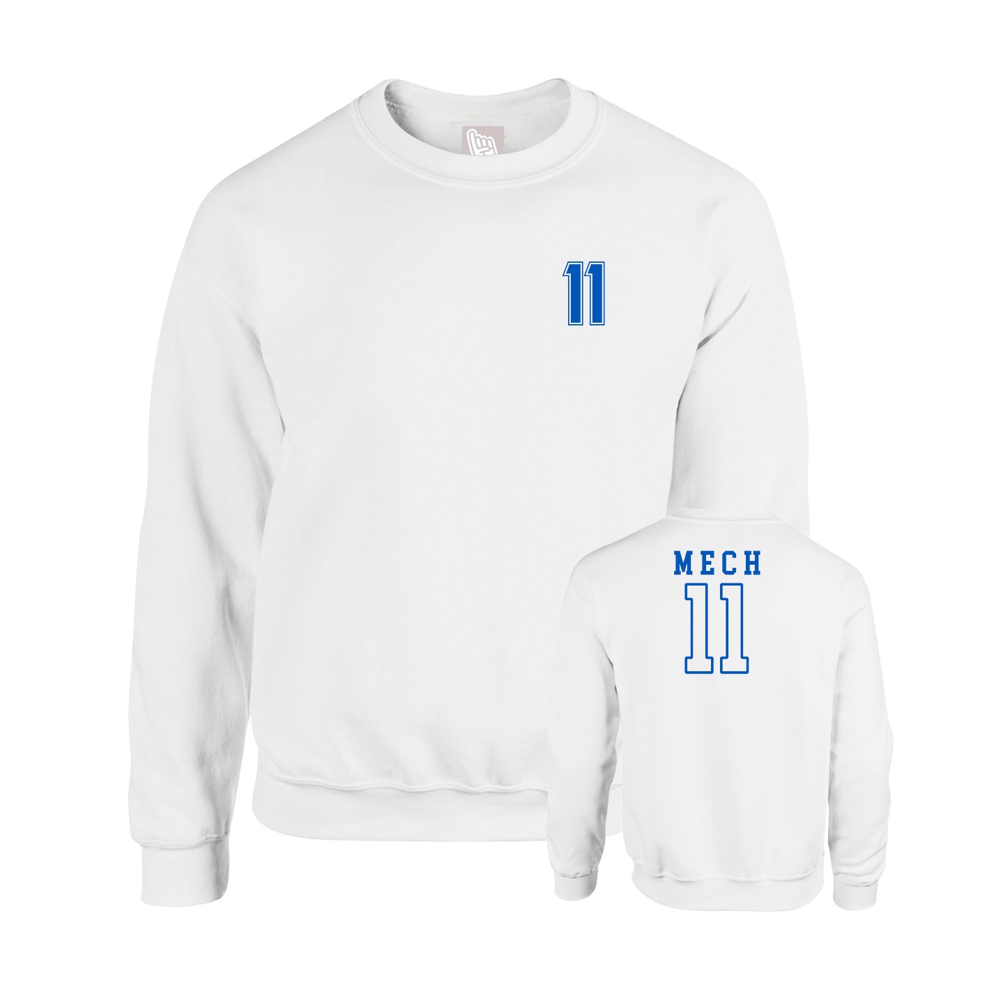Fleece Crew — Chest Back in White