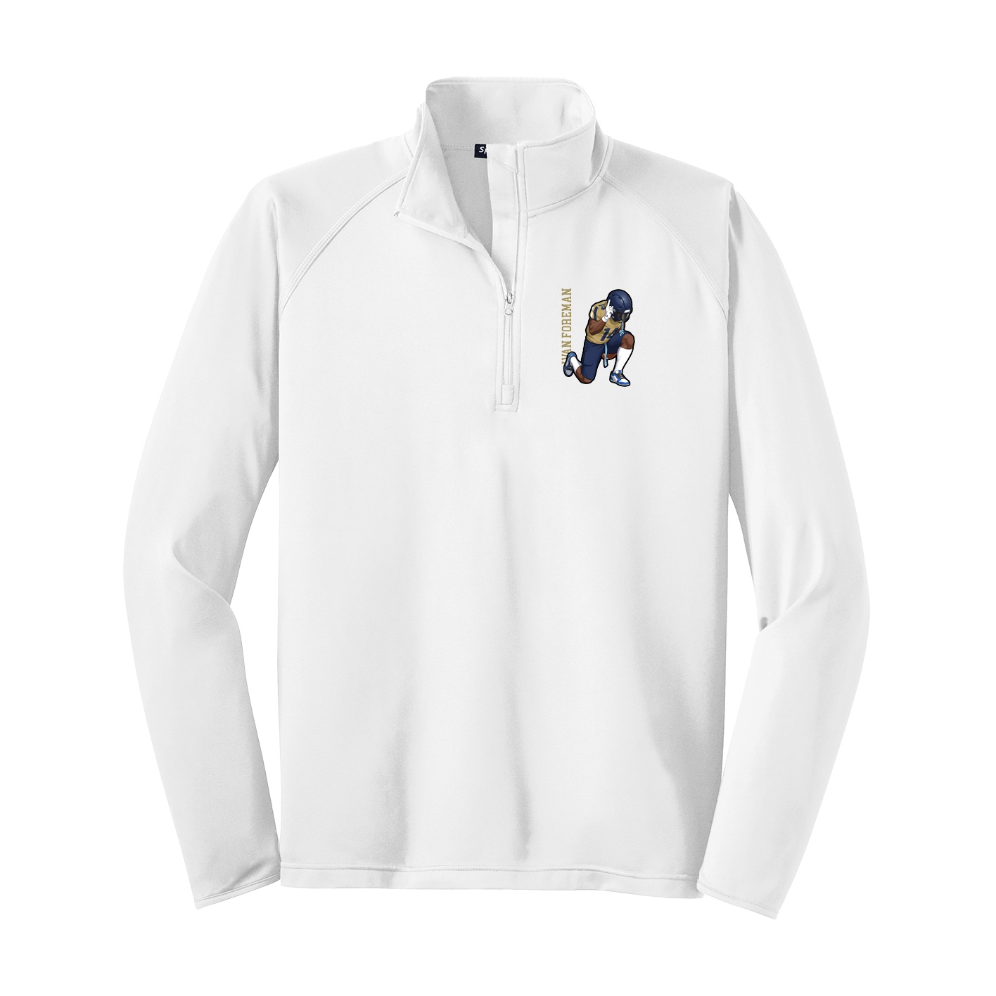 Q-Zip Pullover — Name Vertical in White