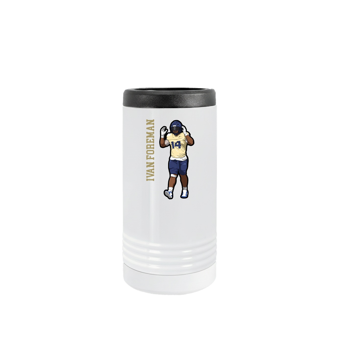 Slim Beverage Holder — Name Vertical in White
