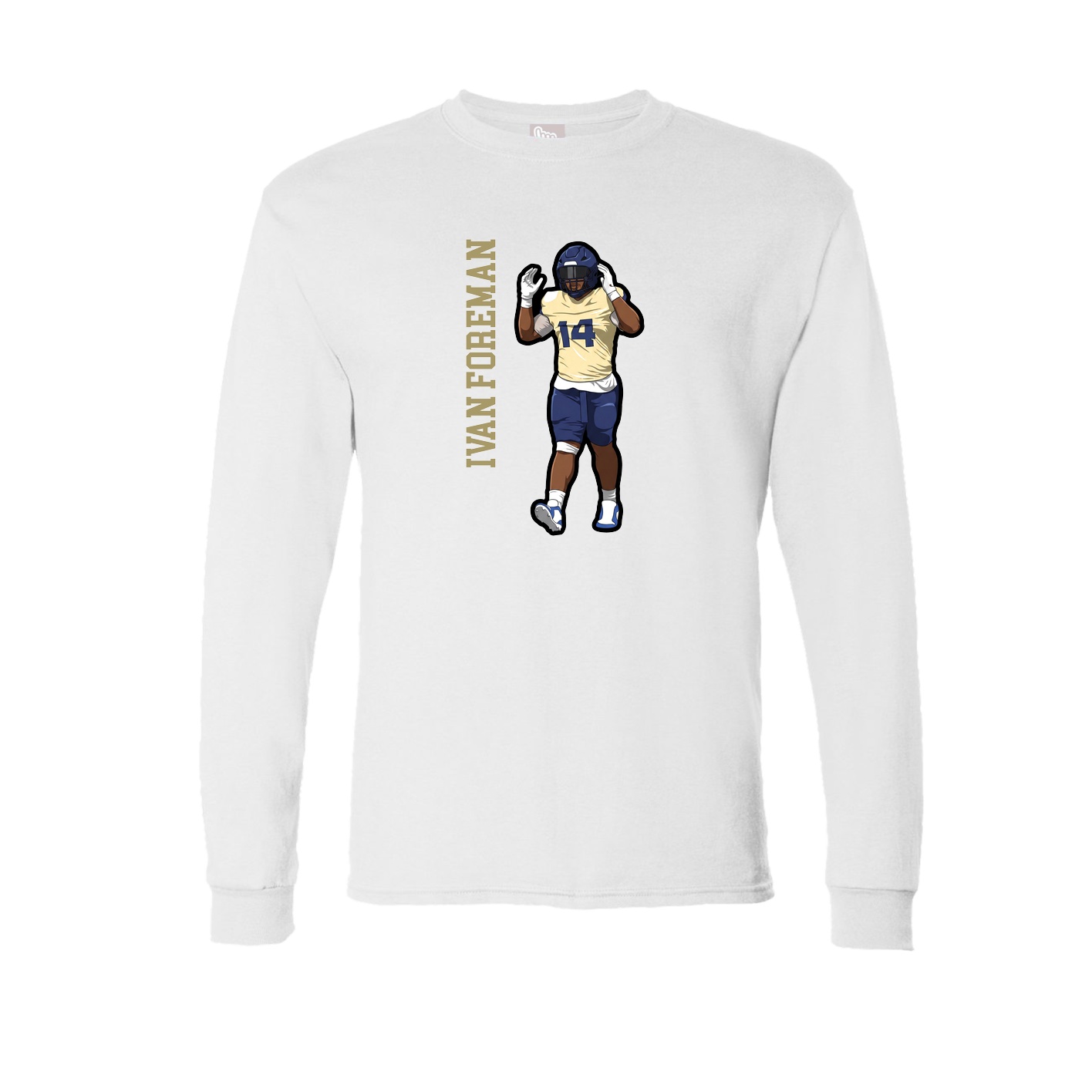 Long Sleeve Tee — Name Vertical in White