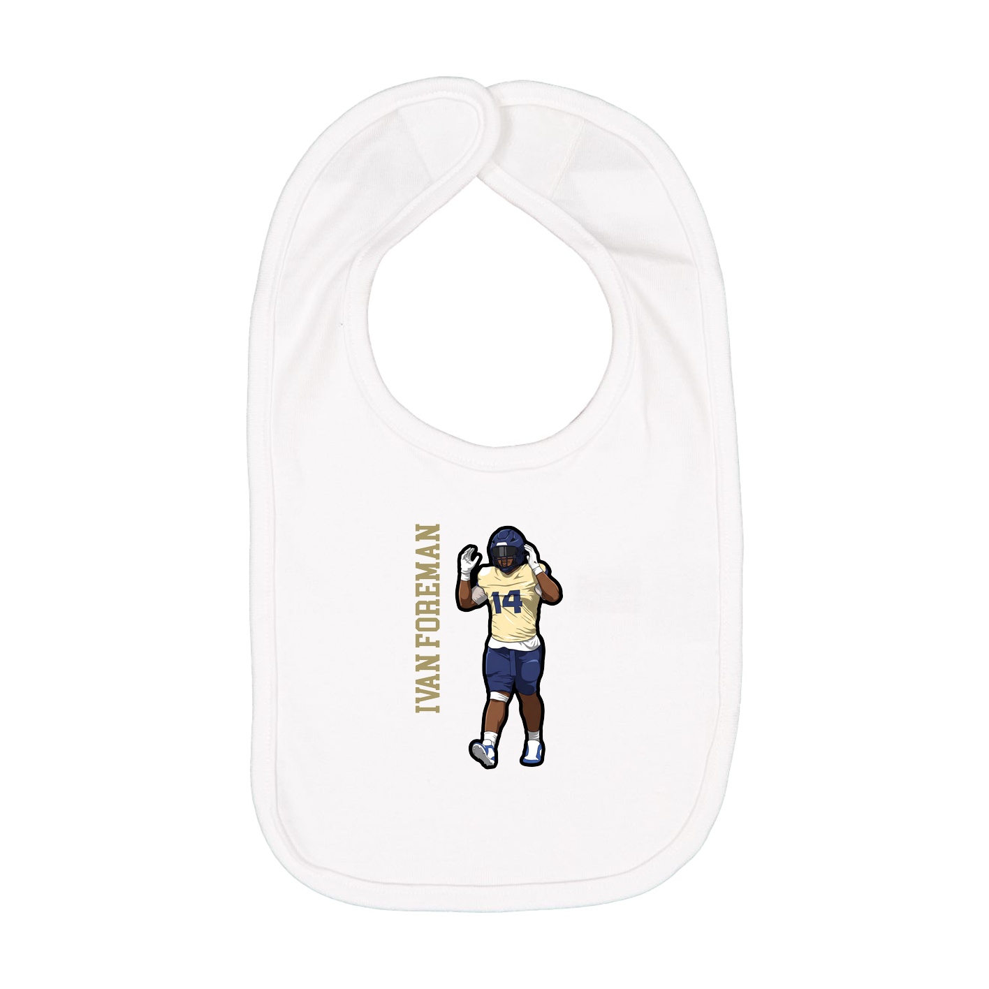 Infant Bib — Name Vertical in White