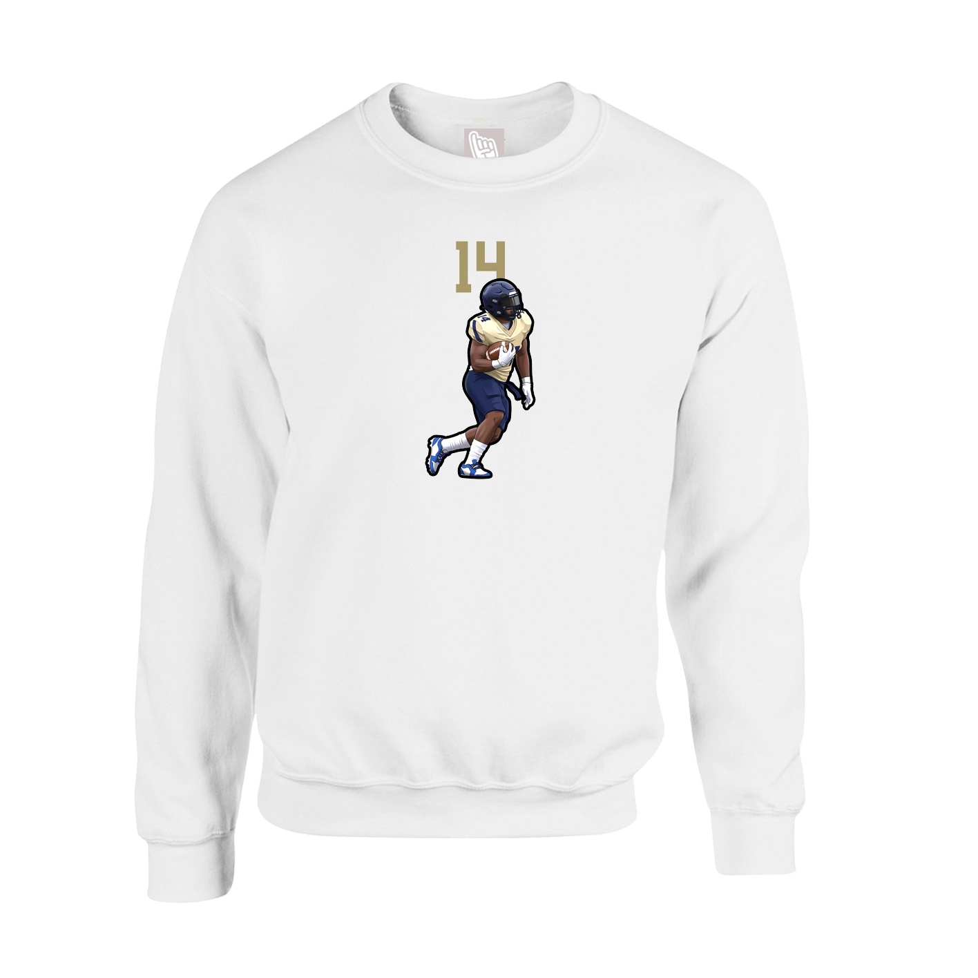 Fleece Crew — Number Top in White