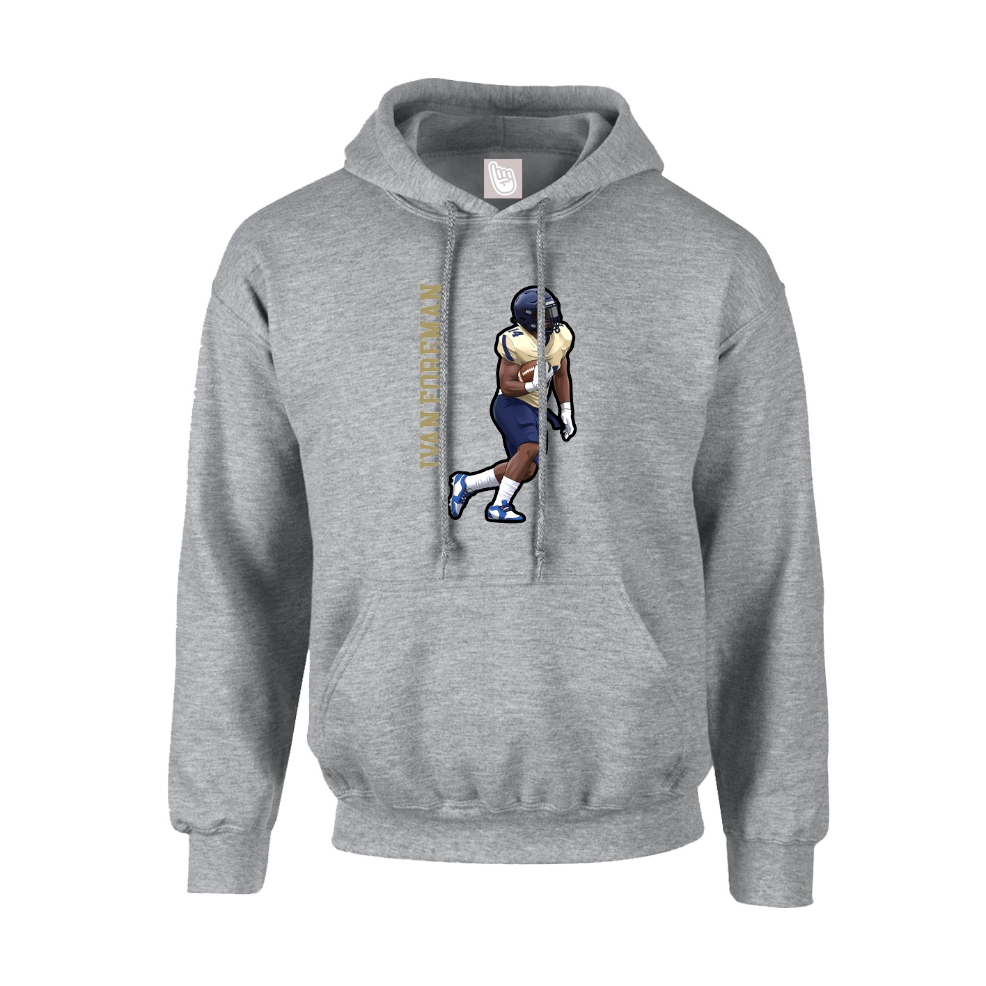 Youth Hoodie — Name Vertical in Grey
