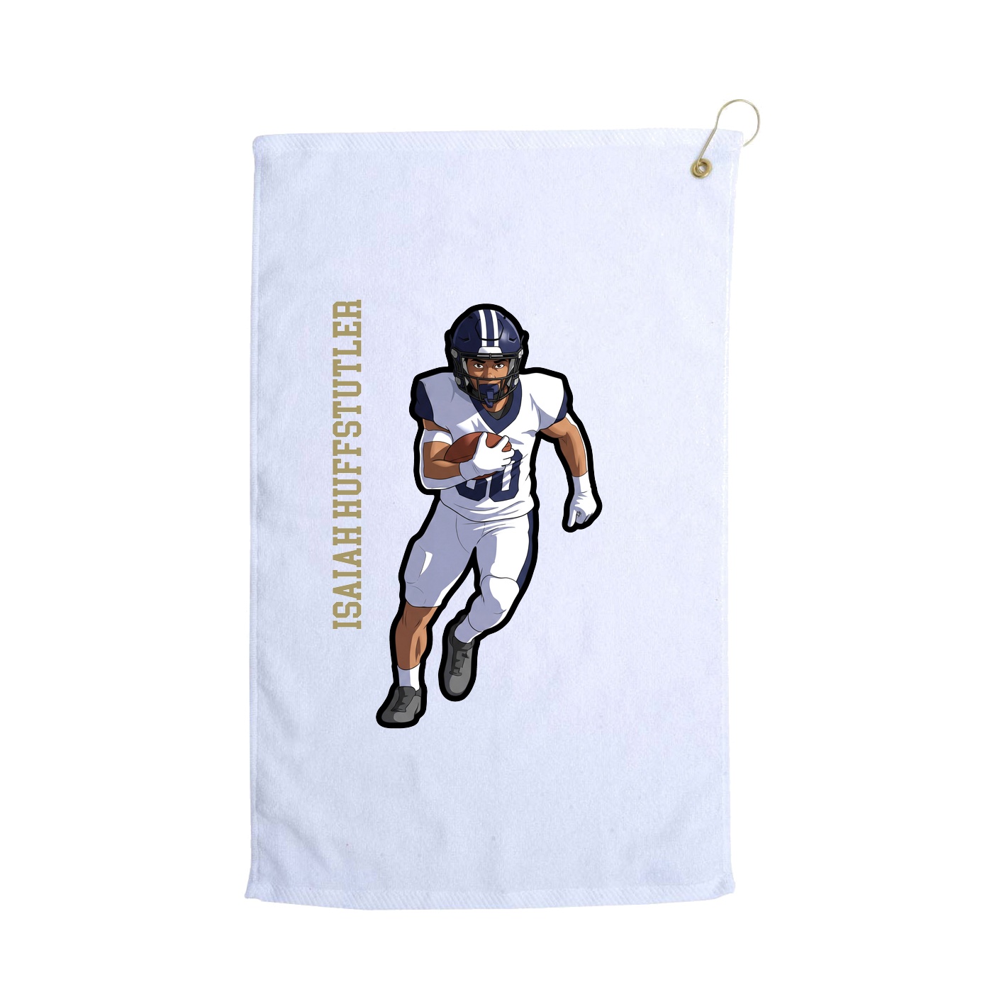 Golf Towel — Name Vertical in White